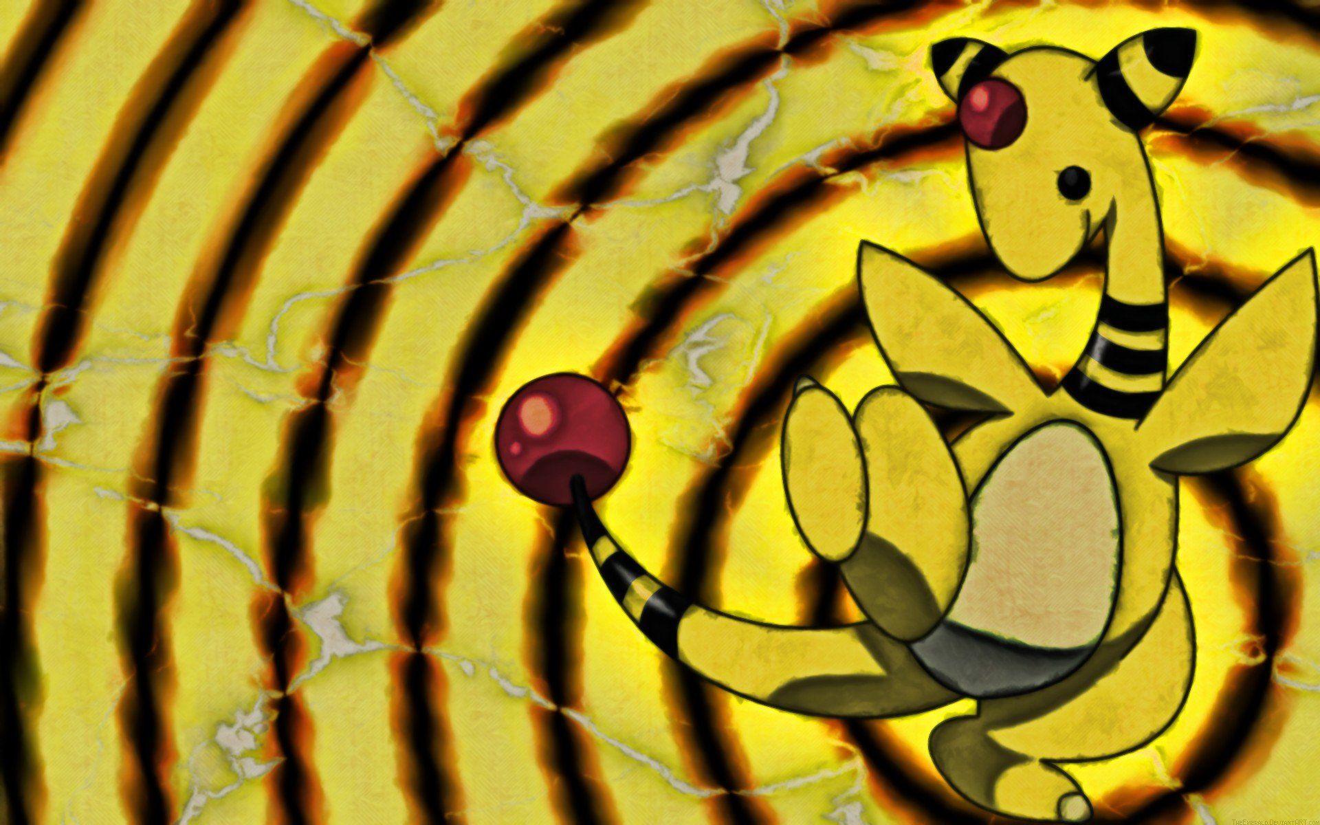 Pokemon, Electricity, Ampharos, Yellow, Black HD Wallpapers