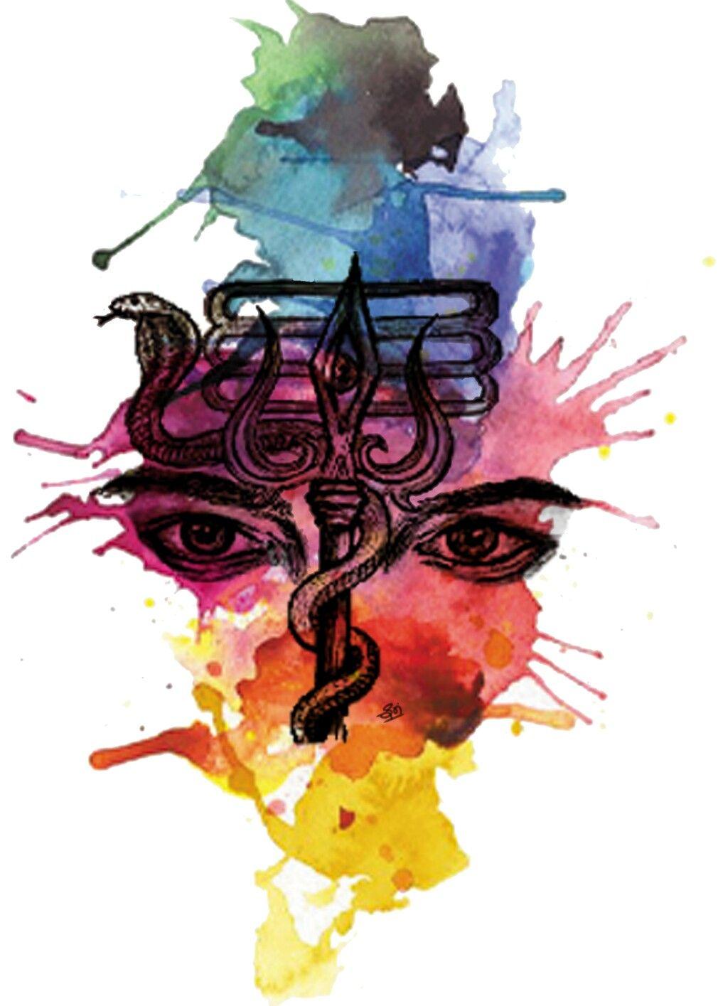 Shiva trishul with third eye abstract