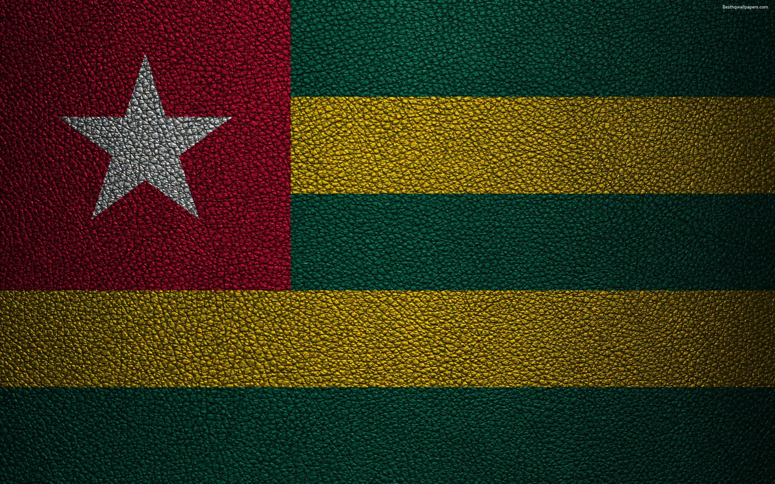 Download wallpapers Flag of Togo, Africa, 4k, leather texture, flags