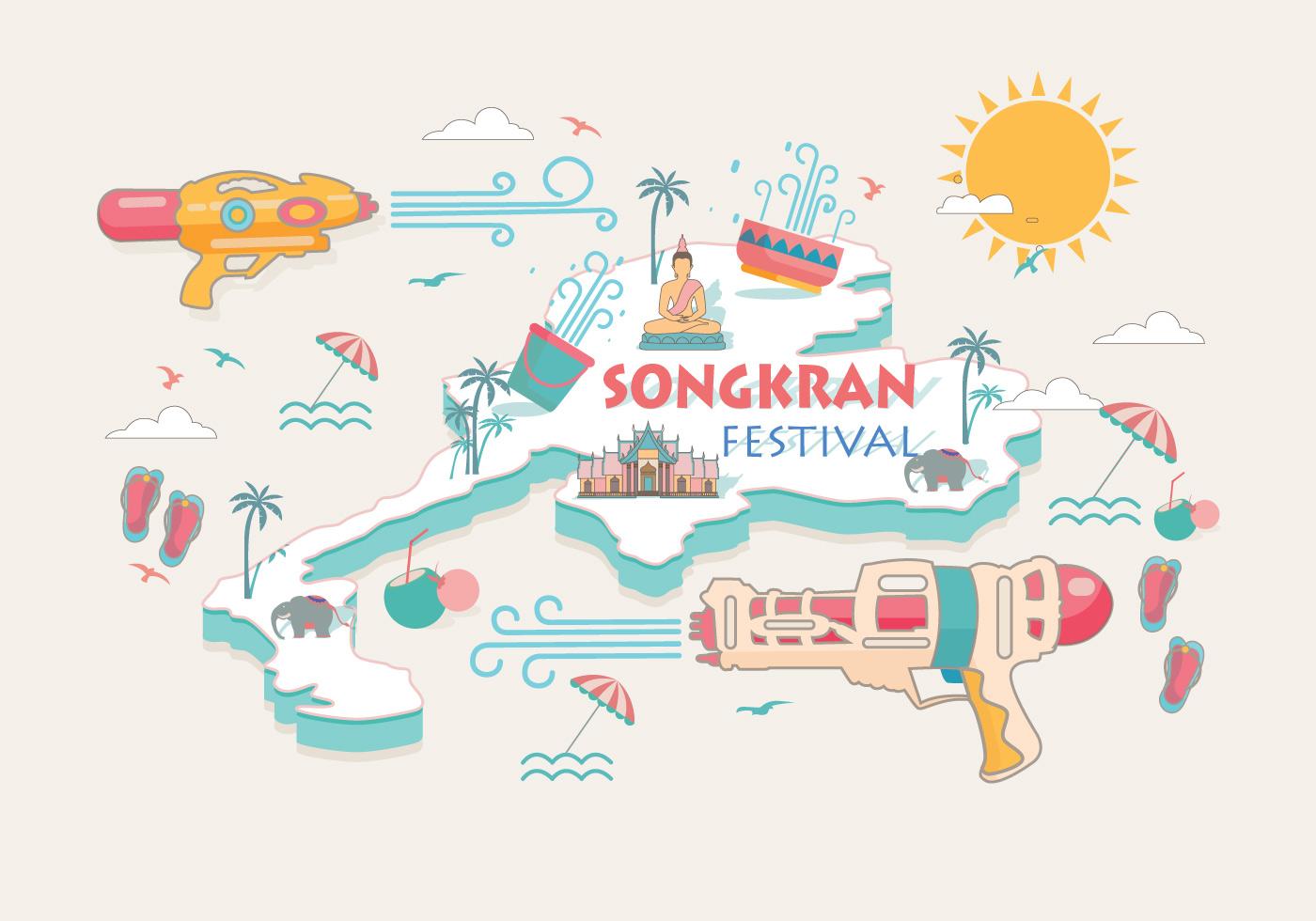 Songkran Festival Thailand Vector