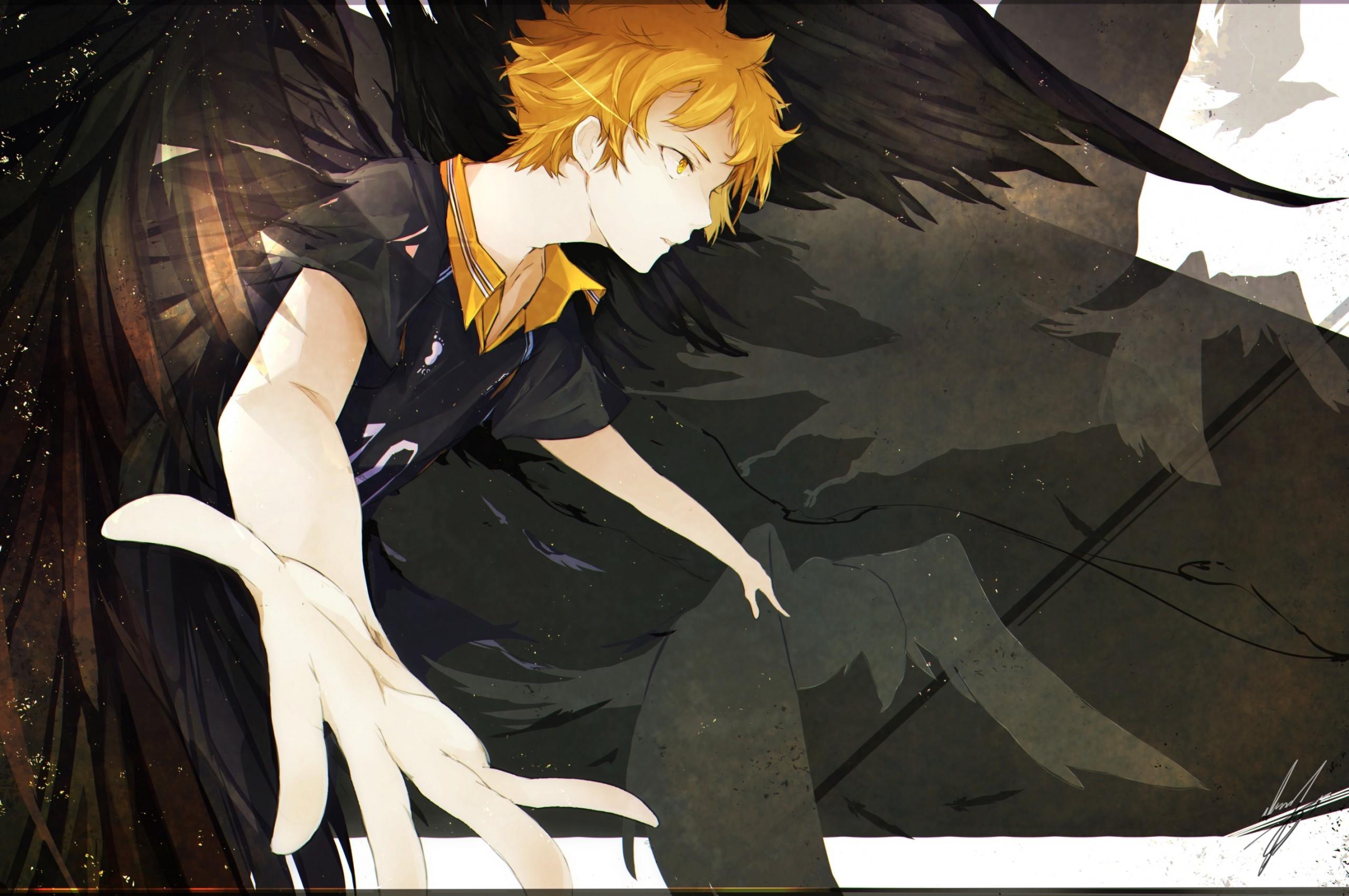 Download Haikyuu, Hinata Shouyou, Dark Wings, Orange Hair