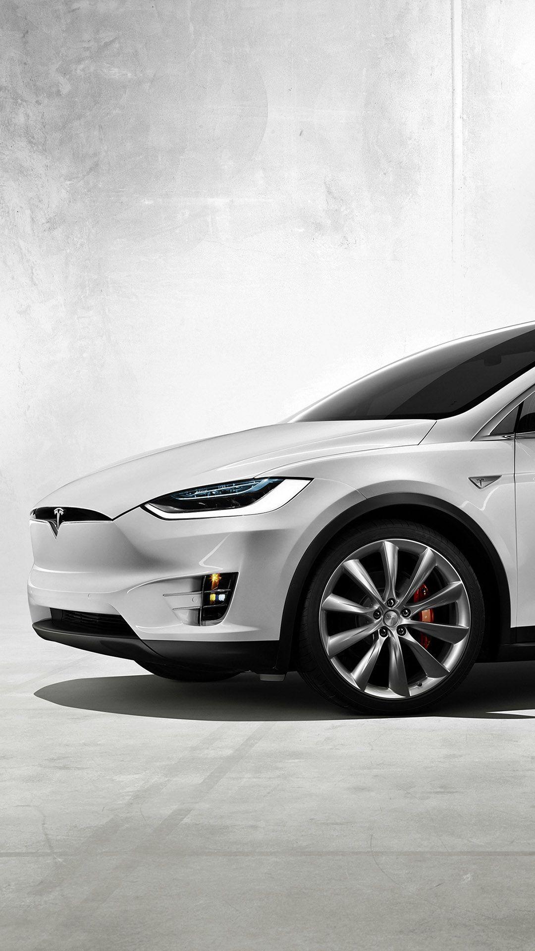 2016 White Tesla Model X Front View iPhone 6+ HD Wallpapers HD