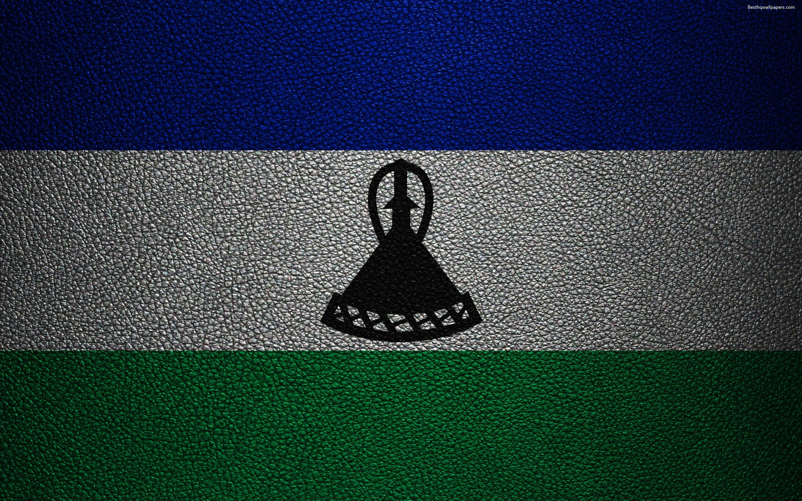 Download wallpapers Flag of Lesotho, 4k, leather texture, Africa