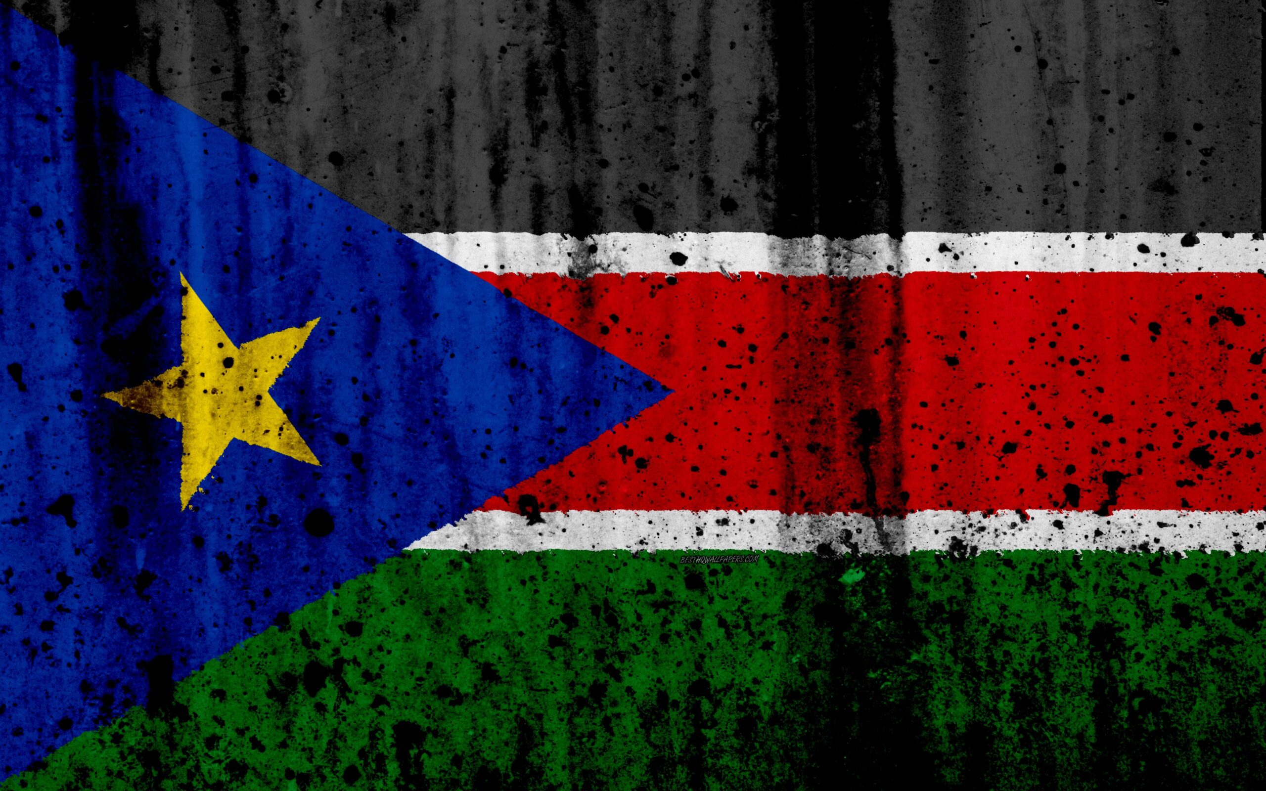 Download wallpapers South Sudan flag, 4k, grunge, flag of South