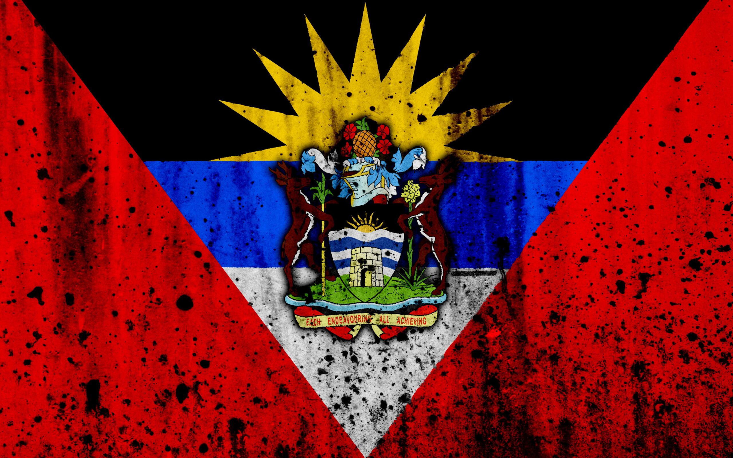 Download wallpapers Antigua and Barbuda flag, 4k, grunge, flag of