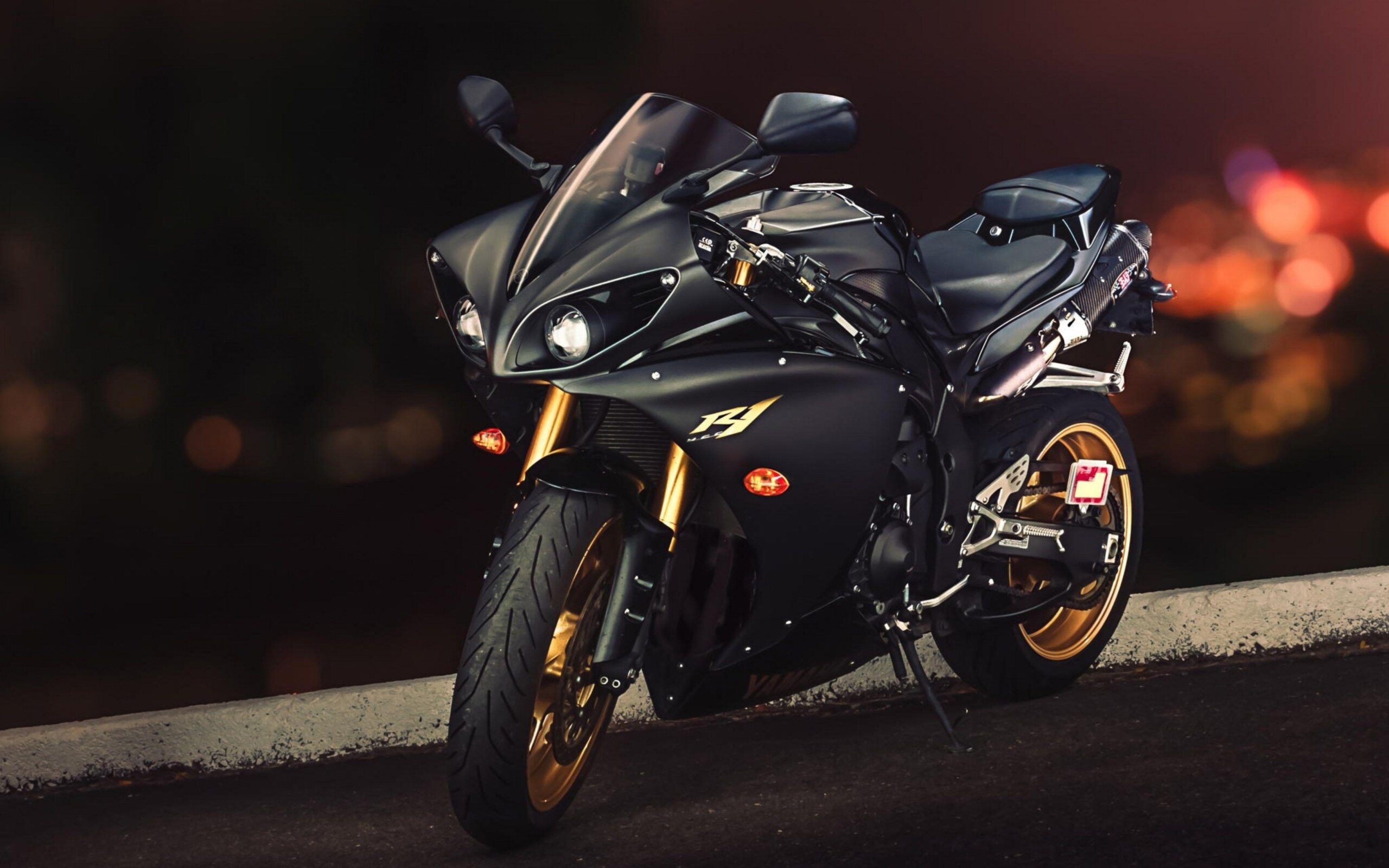 yamaha yzf r1 sport bike black gold wallpapers