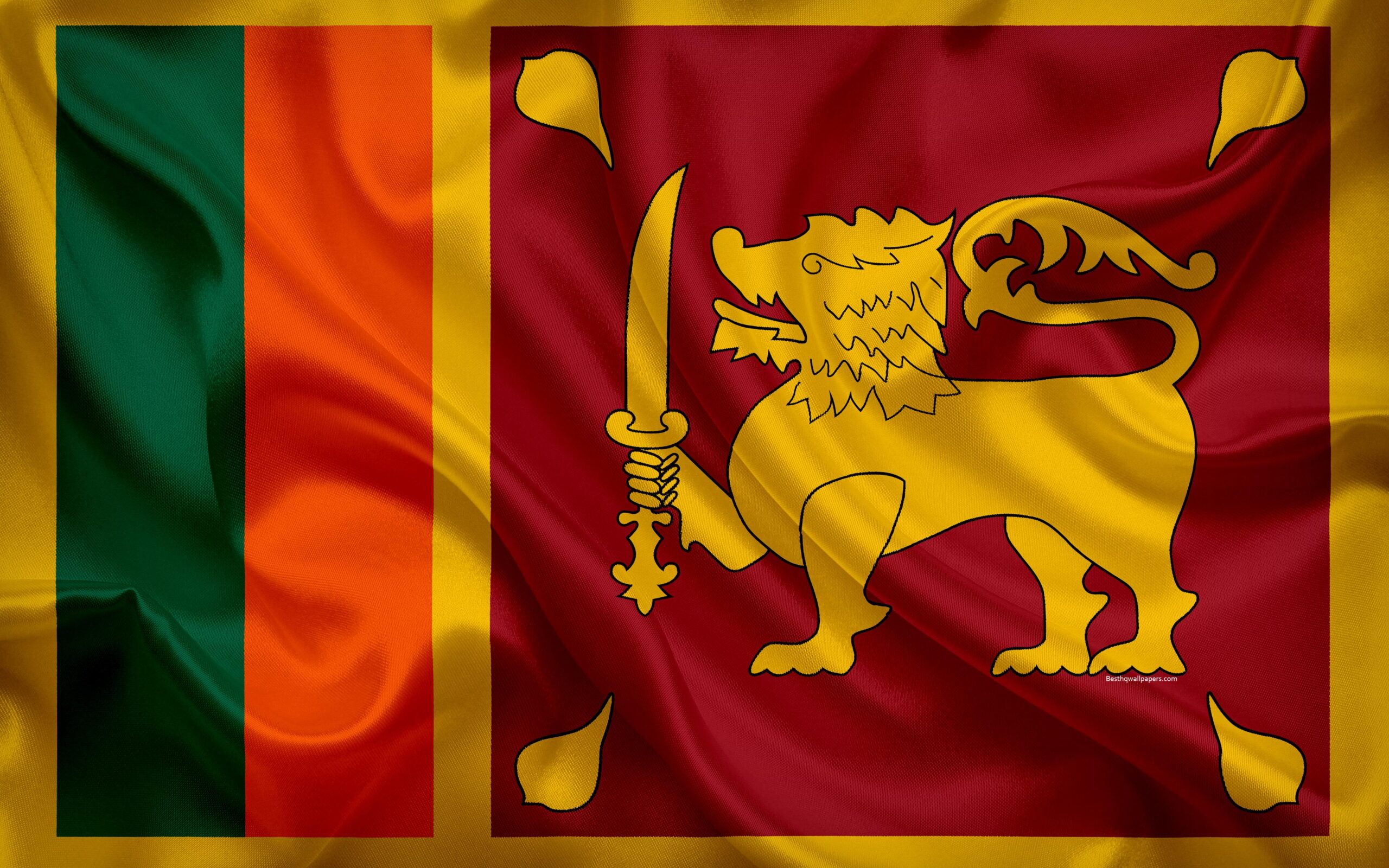 Download wallpapers flag of Sri Lanka, 4k, silk flag, national