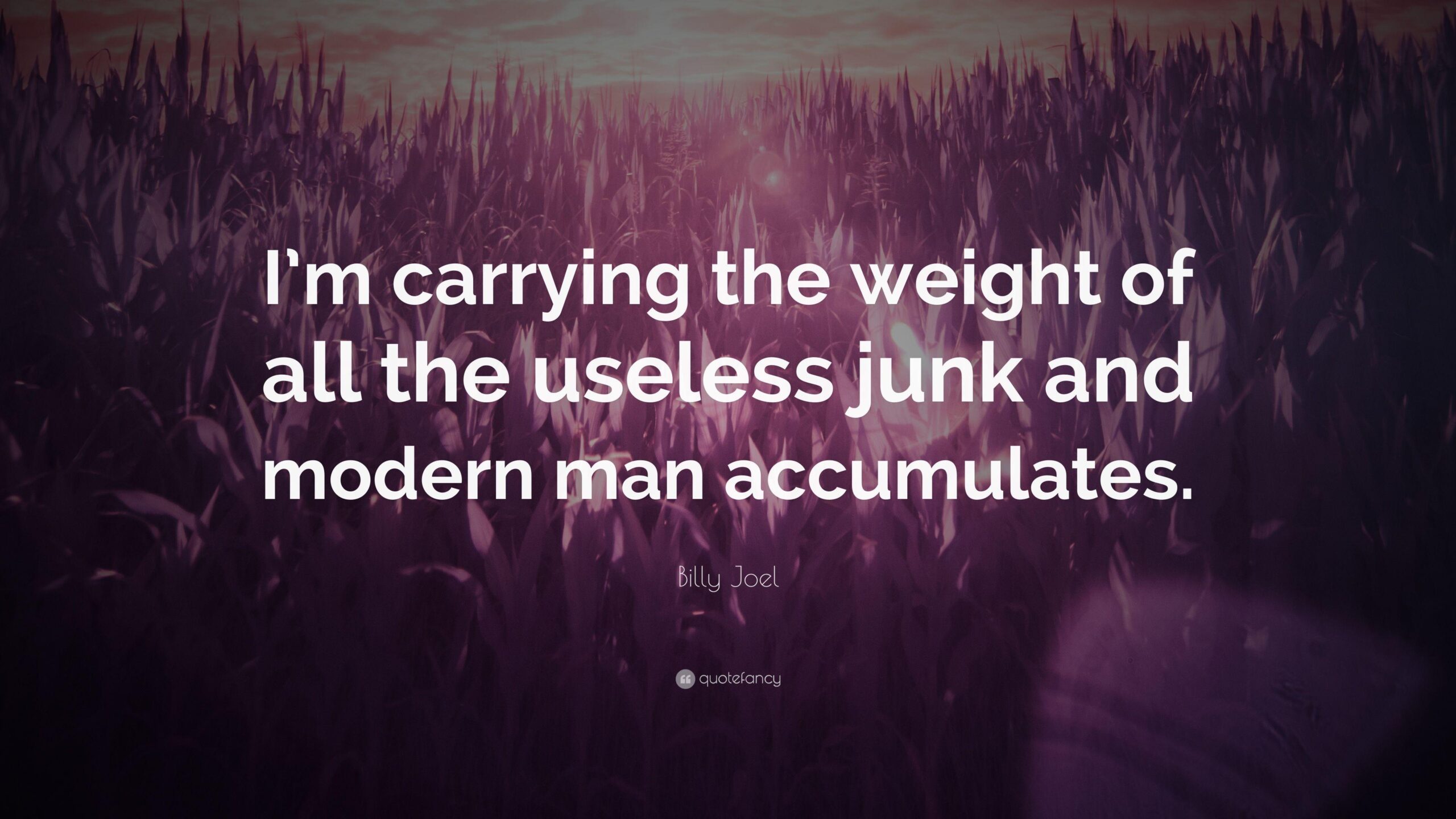 Billy Joel Quote: “I’m carrying the weight of all the useless junk