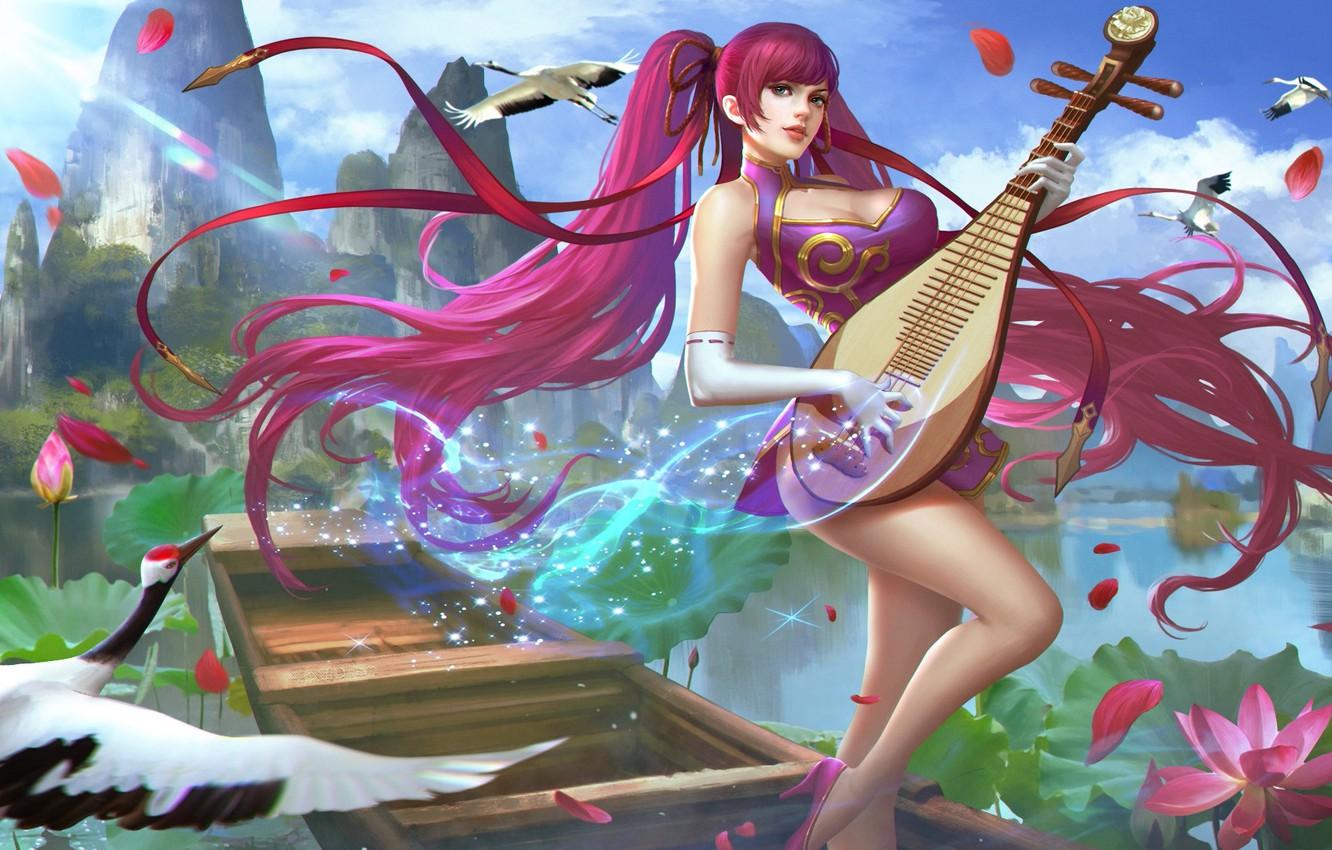 Wallpapers girl, lute, Heroes of Newerth, Rhapsody, Zhaojun, bubali