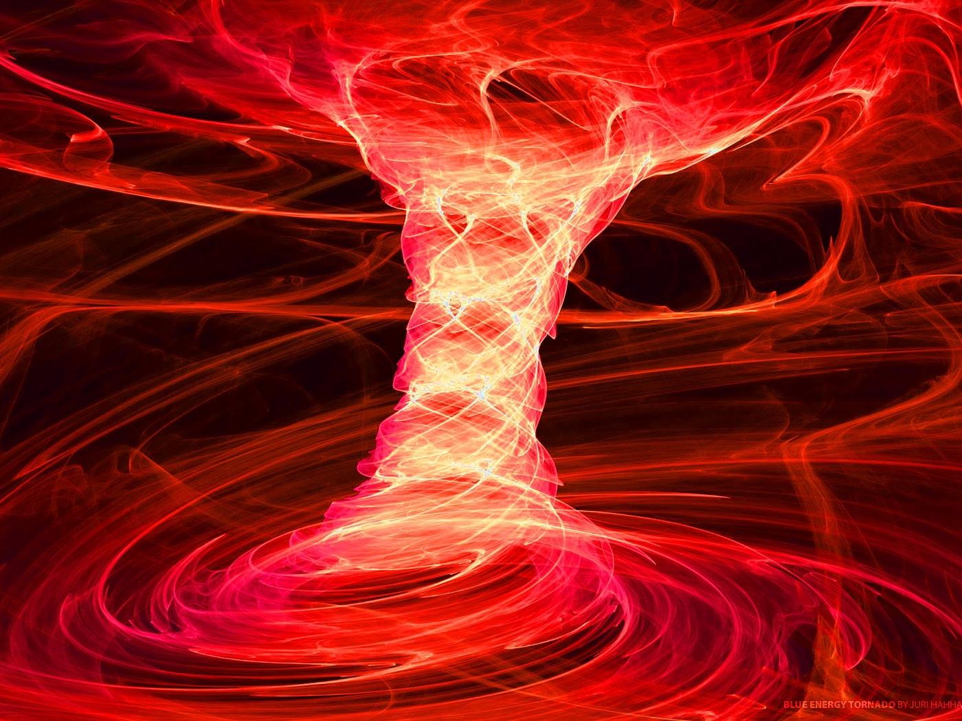 Download wallpapers abstract, red, tornado, fire standard 4