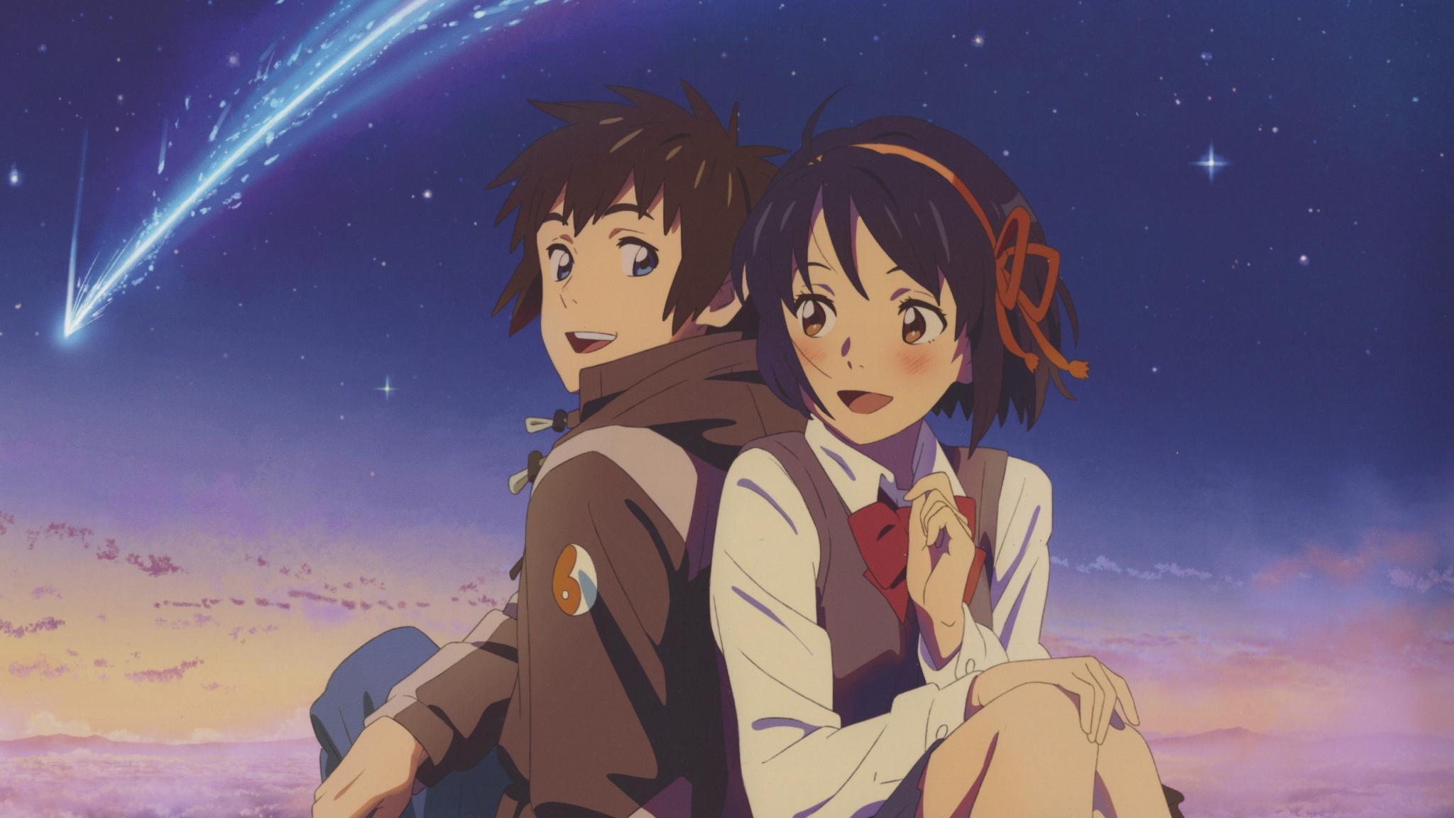 Download wallpapers cute couple, mitsuha miyamizu, taki