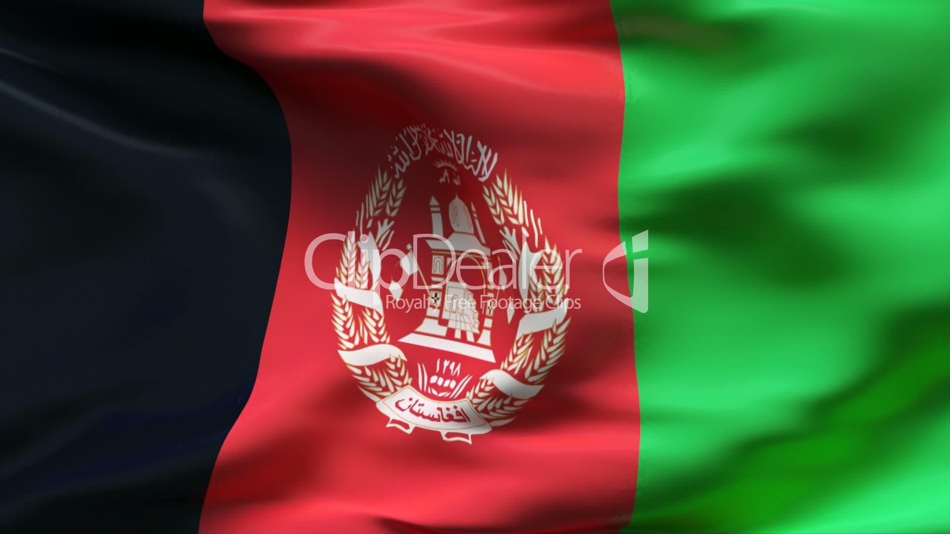 Creased satin AFGHANISTAN flag in wind in slow motion: Royalty