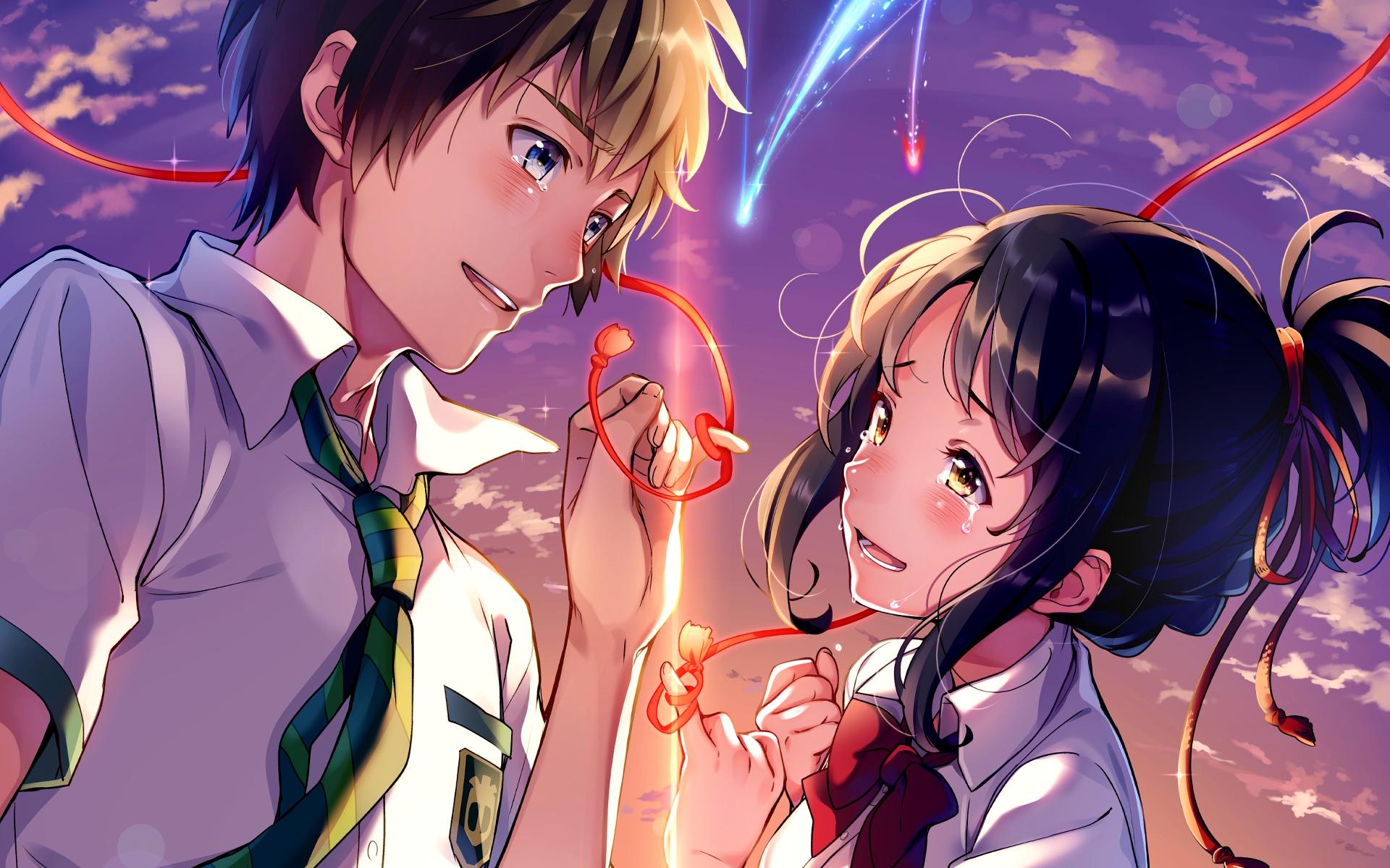 Download wallpapers Kimi no Na wa, Mitsuha Miyamizu, Taki Tachibana