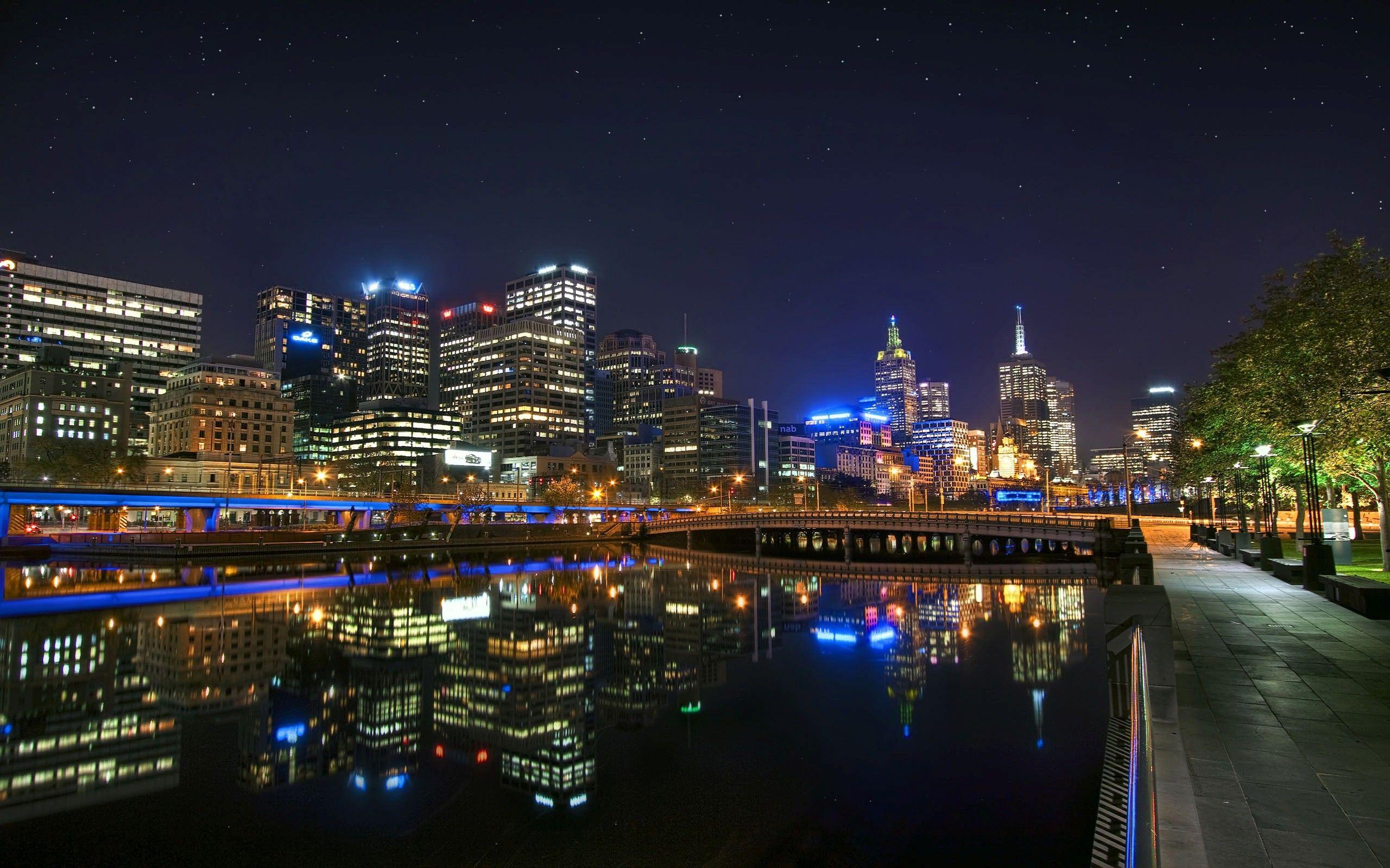 Night Look of City Melbourne in Australia HD Wallpapers