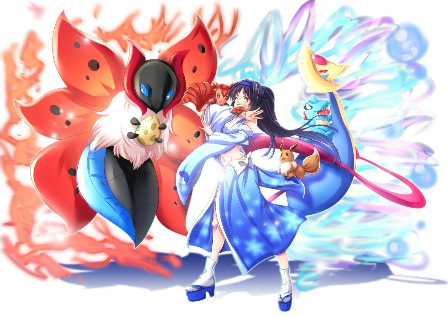 black hair bow cresselia eevee food headband karo karo long hair