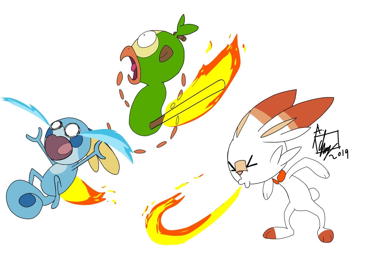 Sobble, Grookey and Scorbunny by GastroReid on Newgrounds