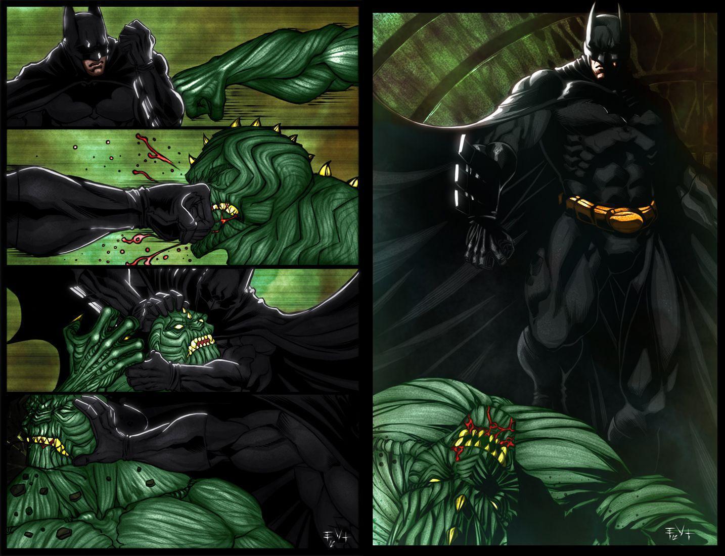 Batman vs Killer Croc by ErikVonLehmann