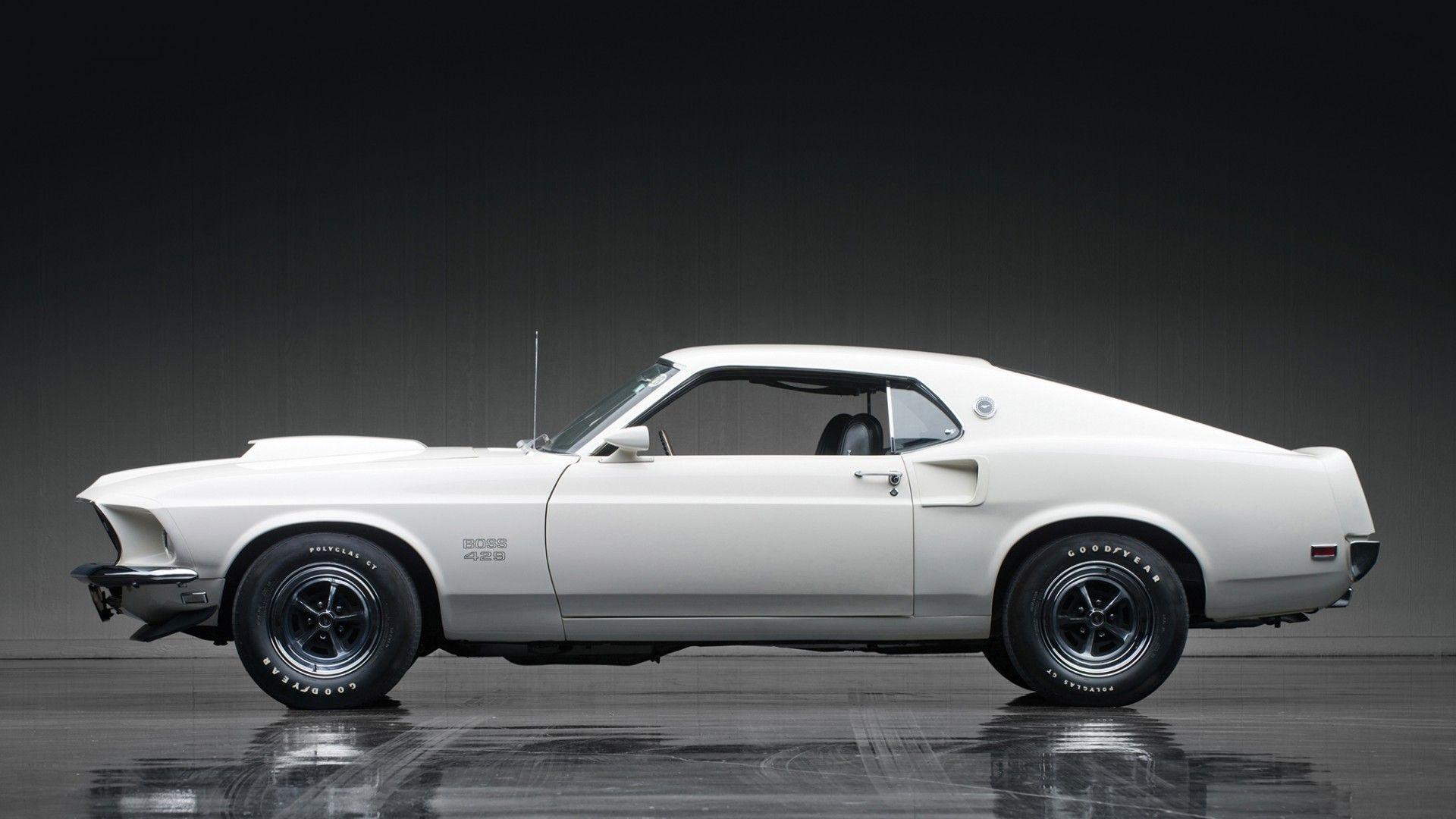 Download Ford Mustang Boss 429, White, Side View