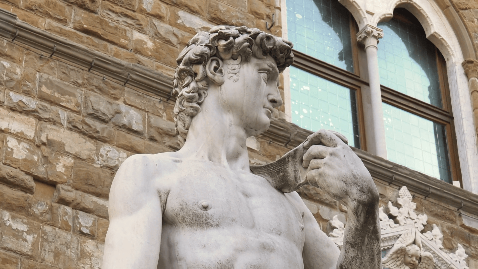 Copy Of Michelangelo David Statue In Florence Stock Video Footage