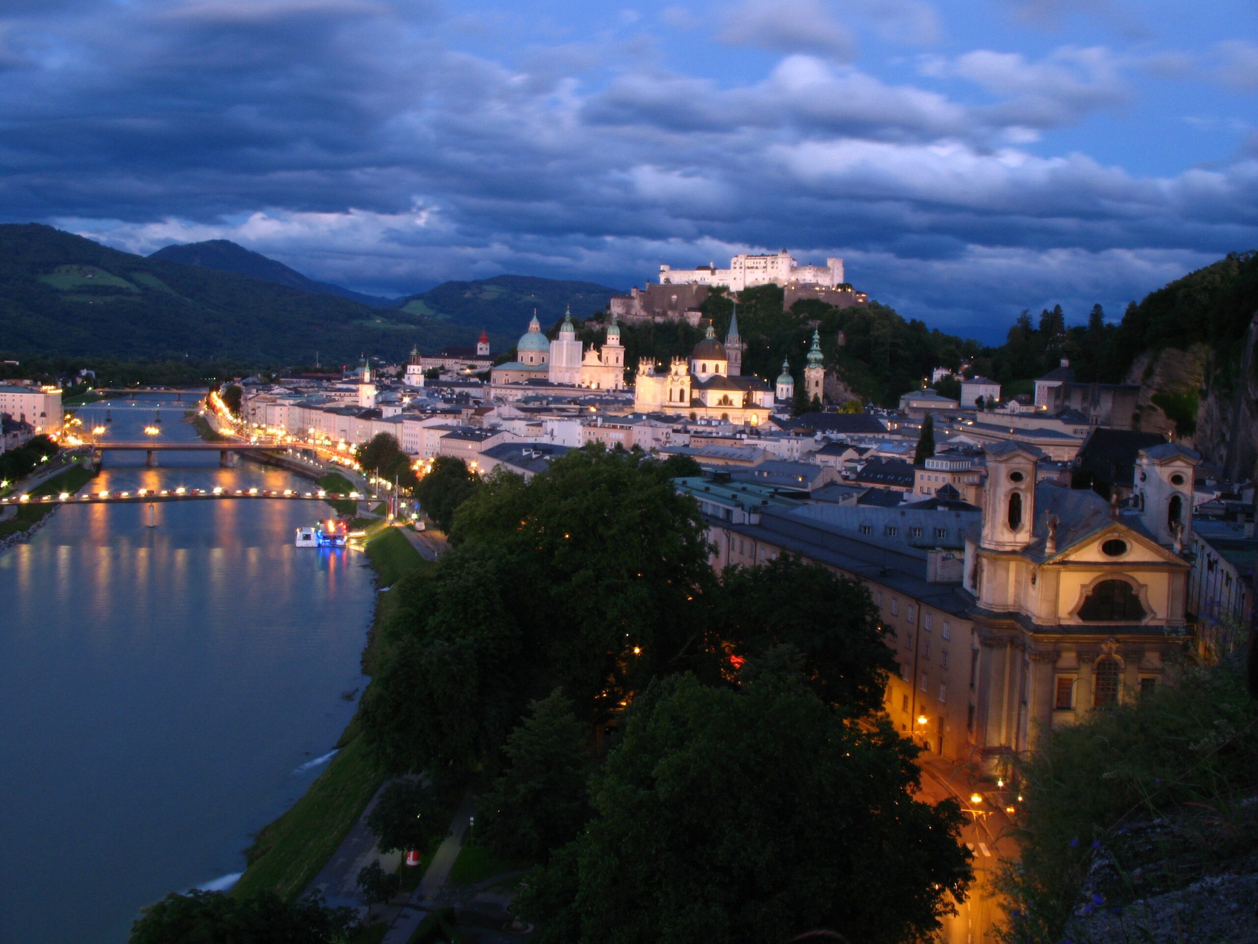 Night street in Salzburg, Austria wallpapers and image