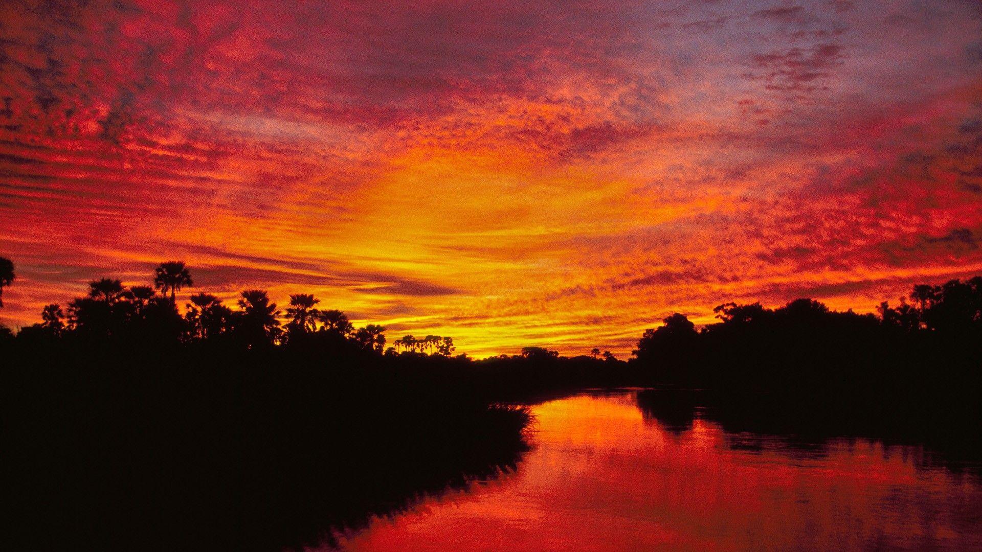 Sunset Delta Botswana wallpapers