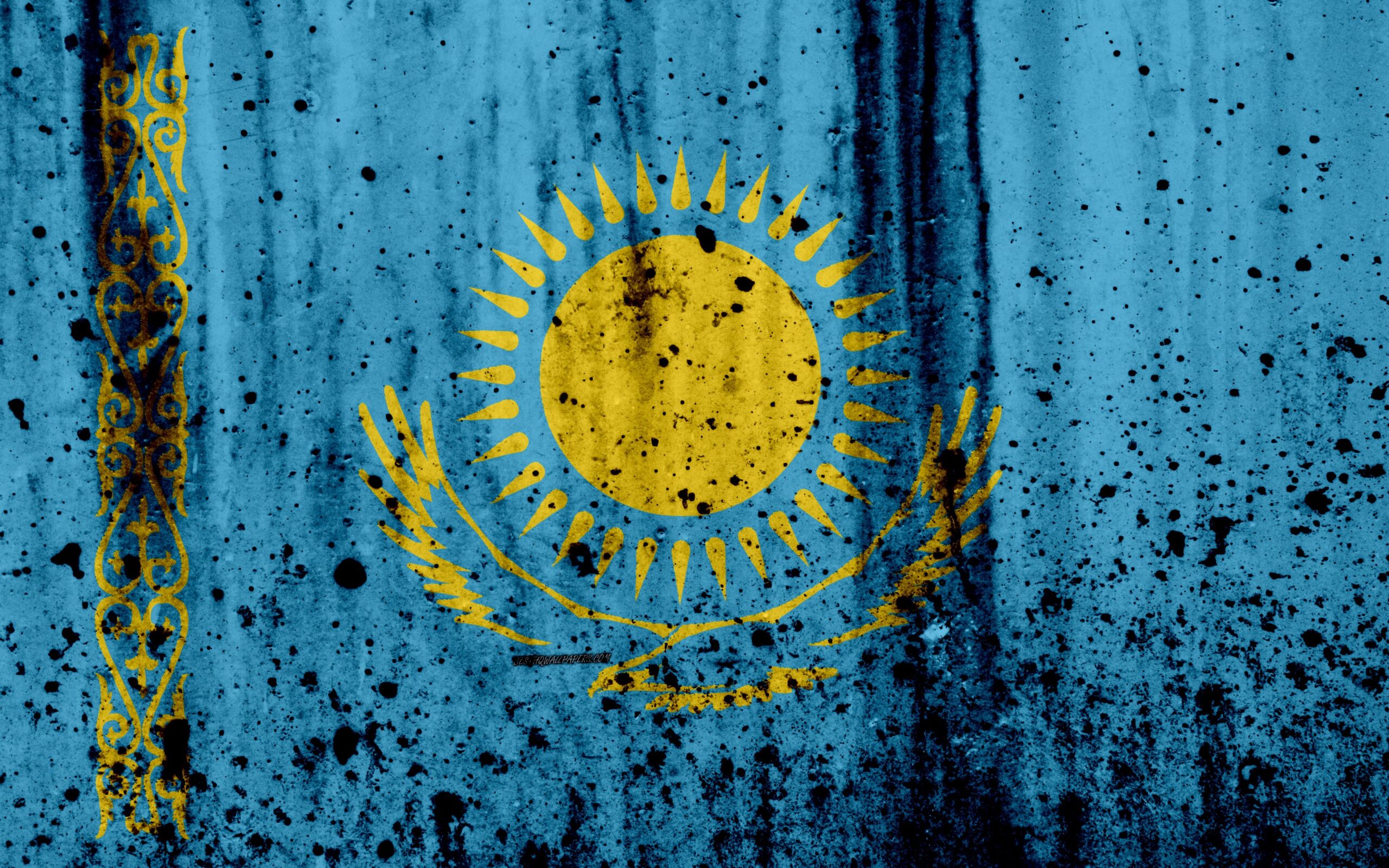 Download wallpapers Kazakhstan flag, 4k, grunge, flag of Kazakhstan