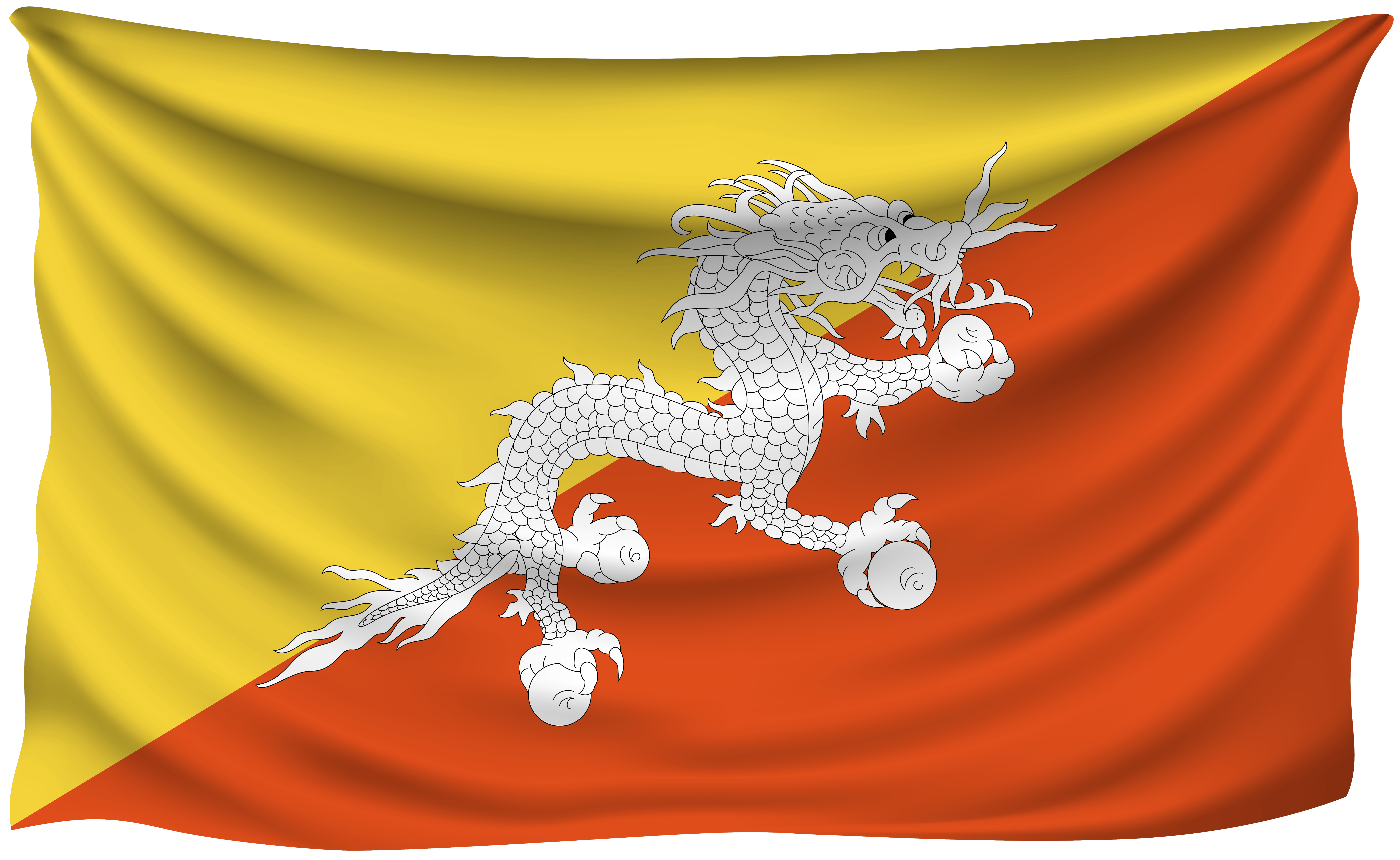 Bhutan Wrinkled Flag