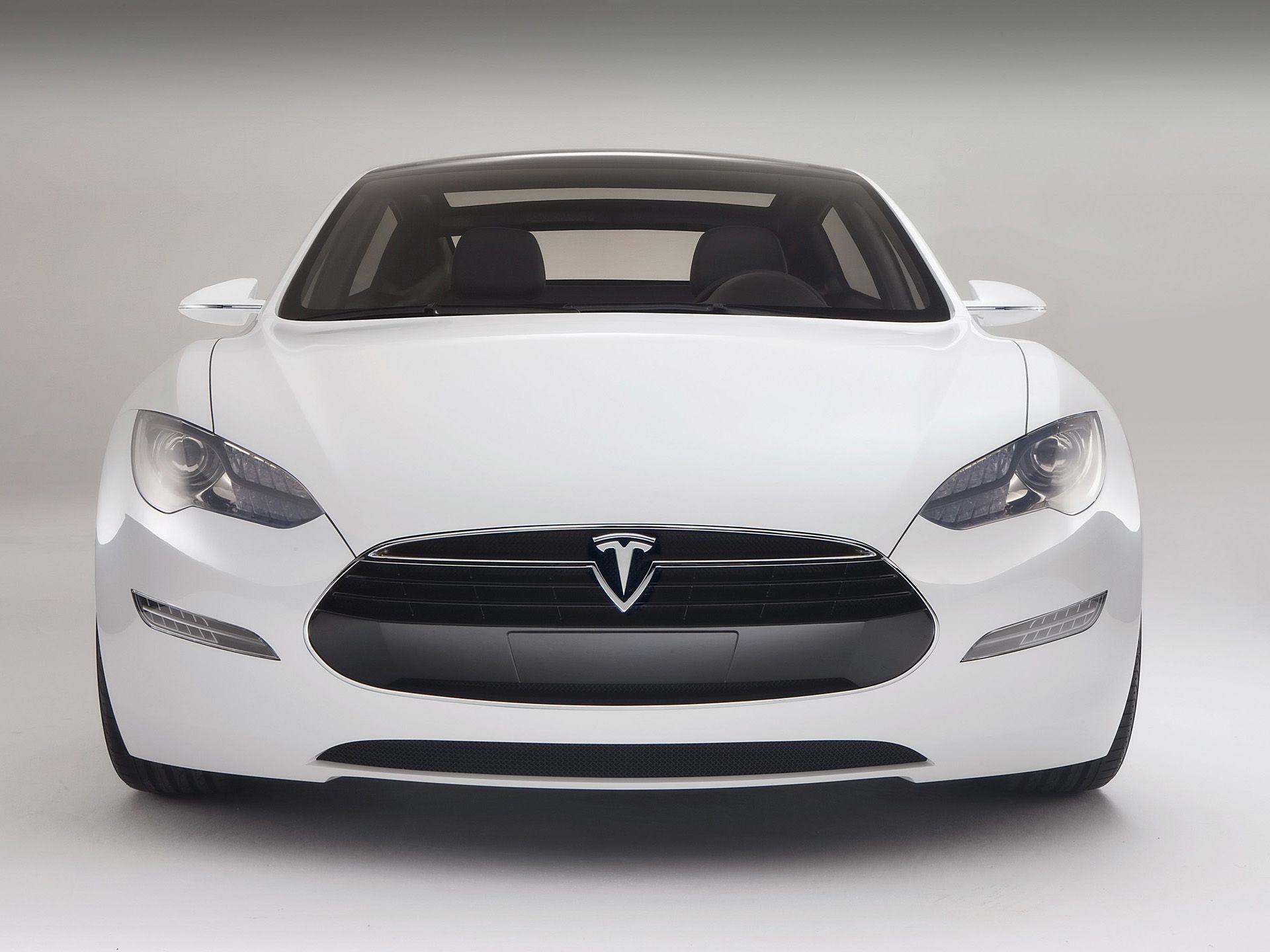 White Tesla S Badge Close Up desktop wallpapers