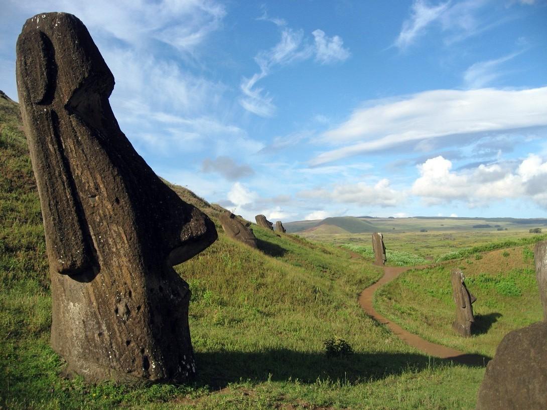 clear sky statue island easter island landscape wallpapers and backgrounds