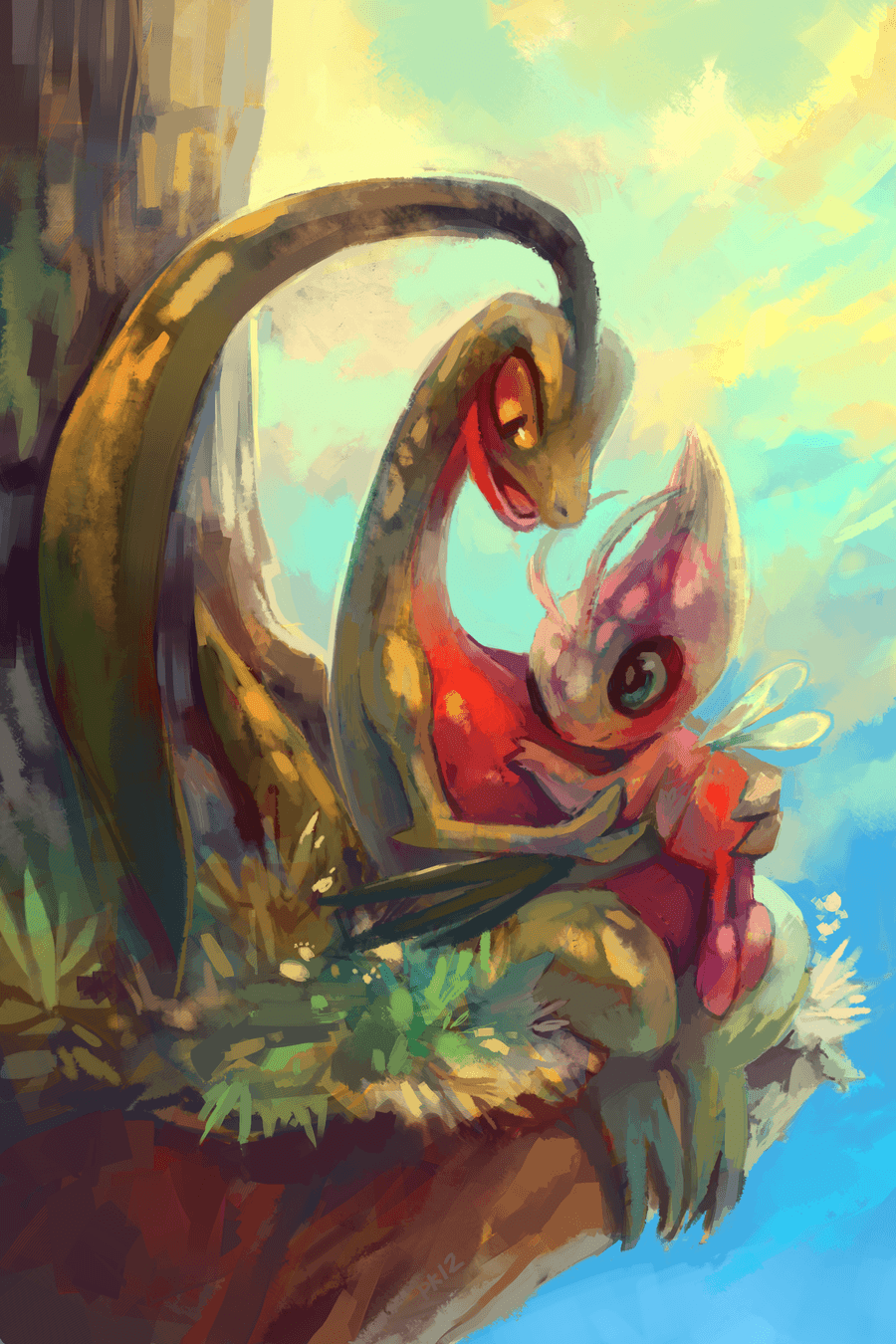 Celebi and Grovyle by *purplekecleon on deviantART