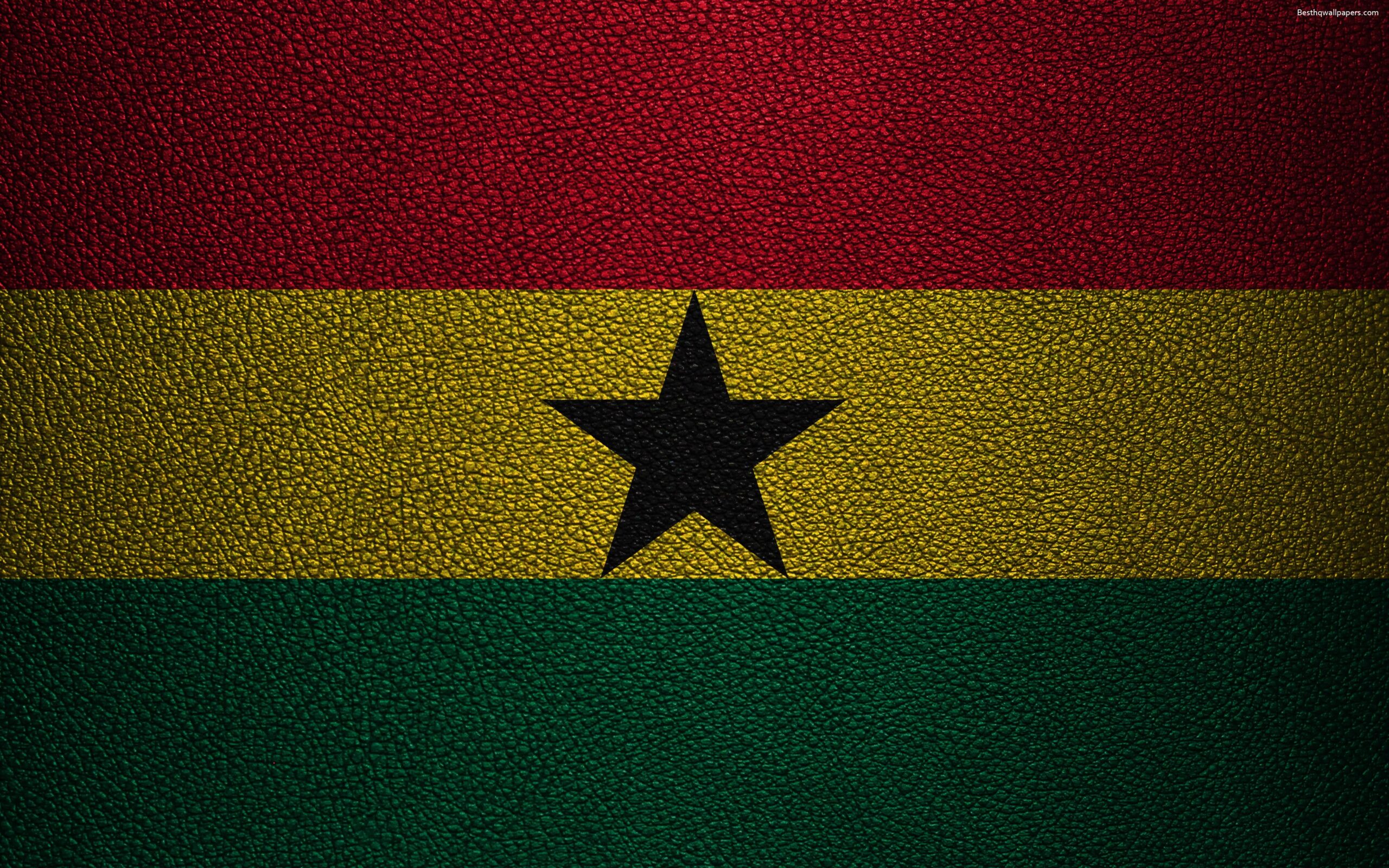 Download wallpapers Flag of Ghana, leather texture, 4k, Ghanaian