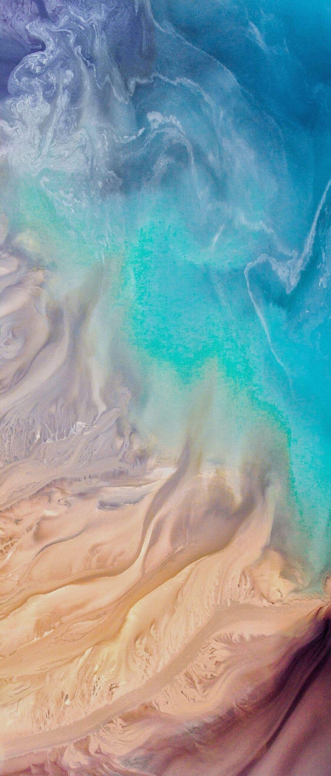 iOS 11, iPhone X, Aqua, blue, Water, beach, wave, ocean, apple