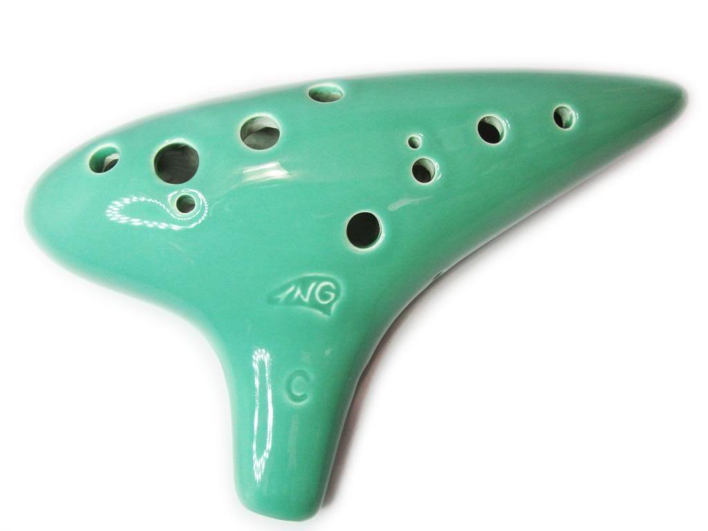 Masterpiece Green Fairy 12 Hole Ceramic Alto Ocarina, Glazed green