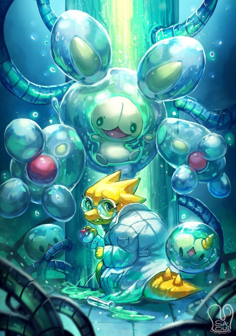 Pokemon x UNDERTALE : Alphys and Reuniclus by Sa