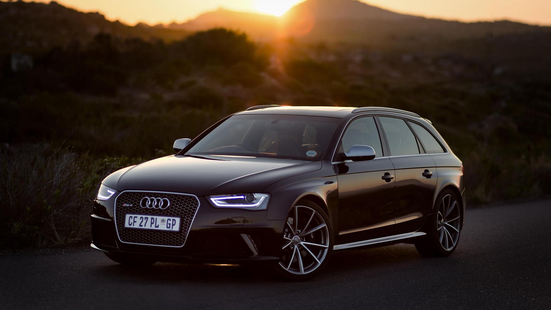 Download wallpapers audi, rs4, side view, black, sunset