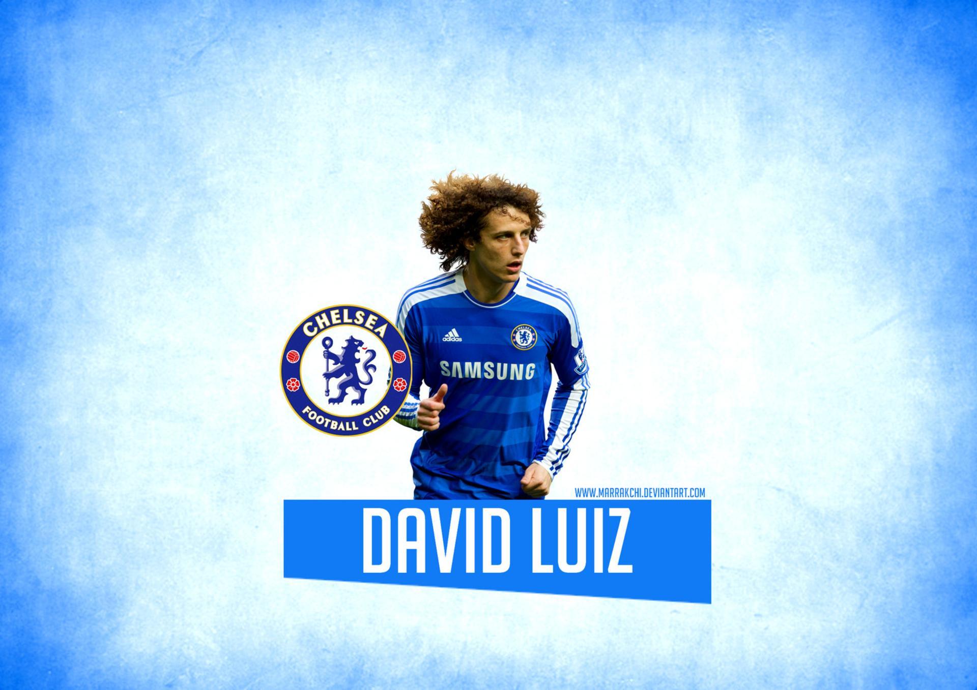 Chelsea David Luiz on the blue backgrounds wallpapers and image