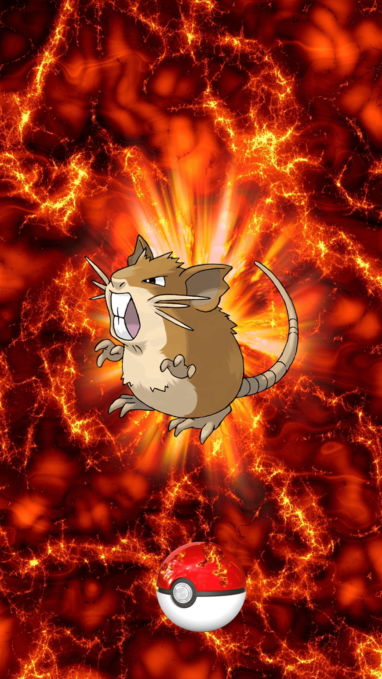 020 Fire Pokeball Raticate Ratta Rattata