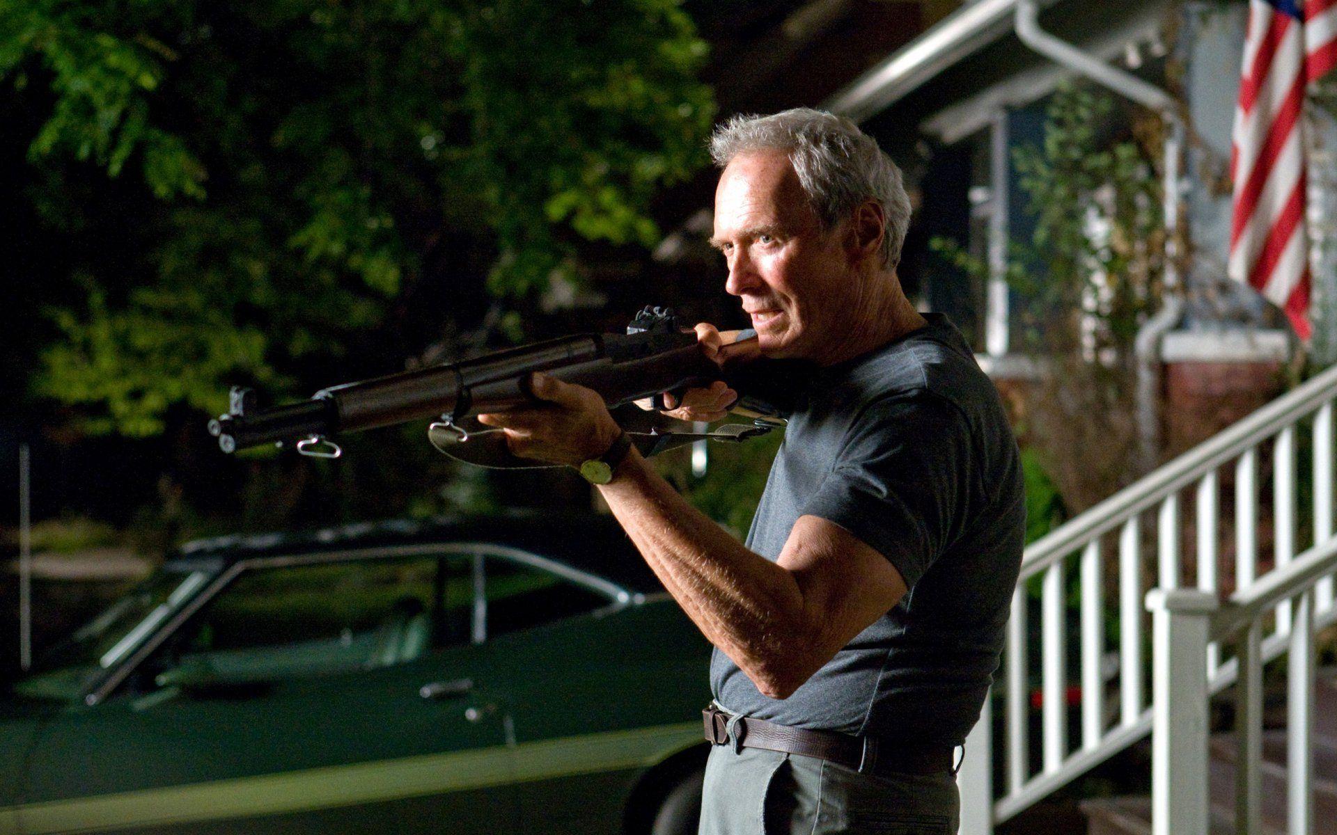 clint eastwood gran torino the gun man HD wallpapers