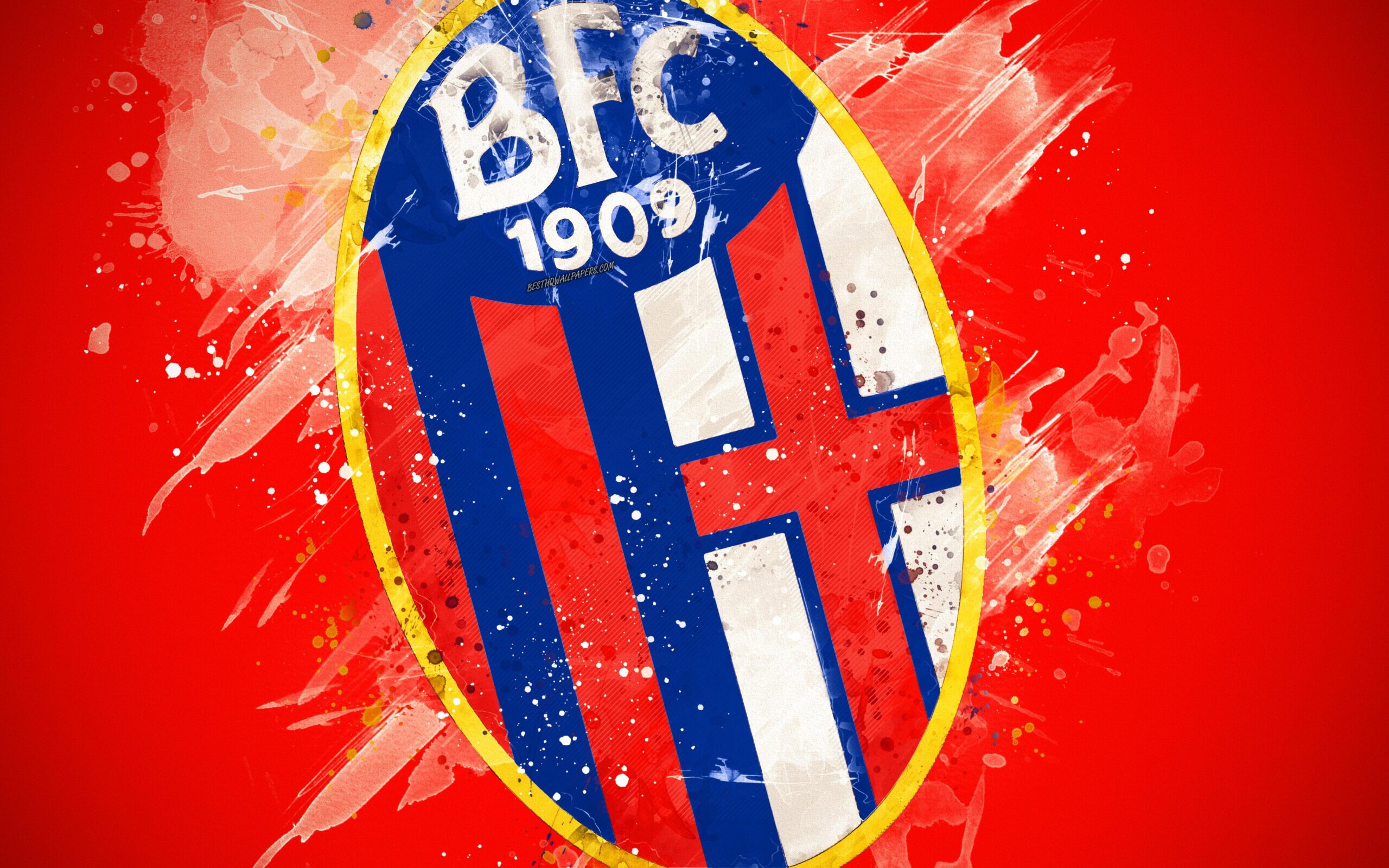 Download wallpapers Bologna FC, 4k, paint art, creative, Italian