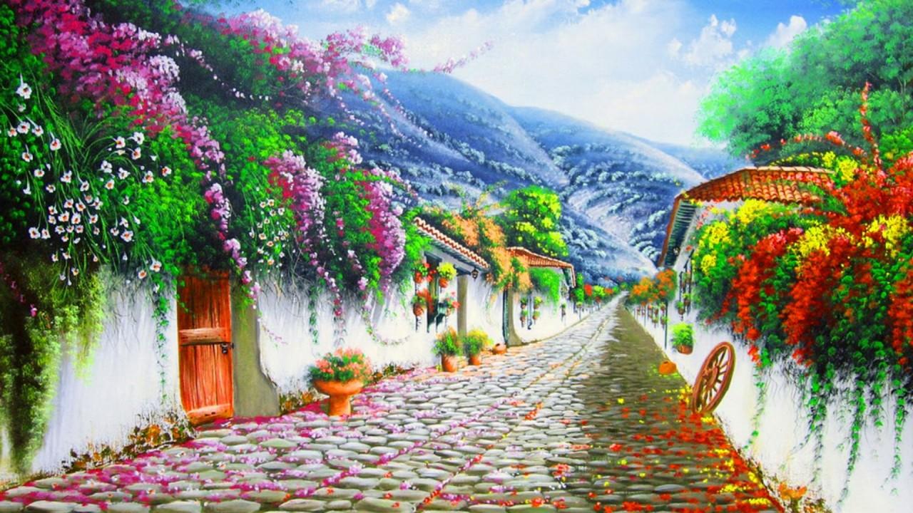 Vivid Flowers Cobblestone Hill wallpapers