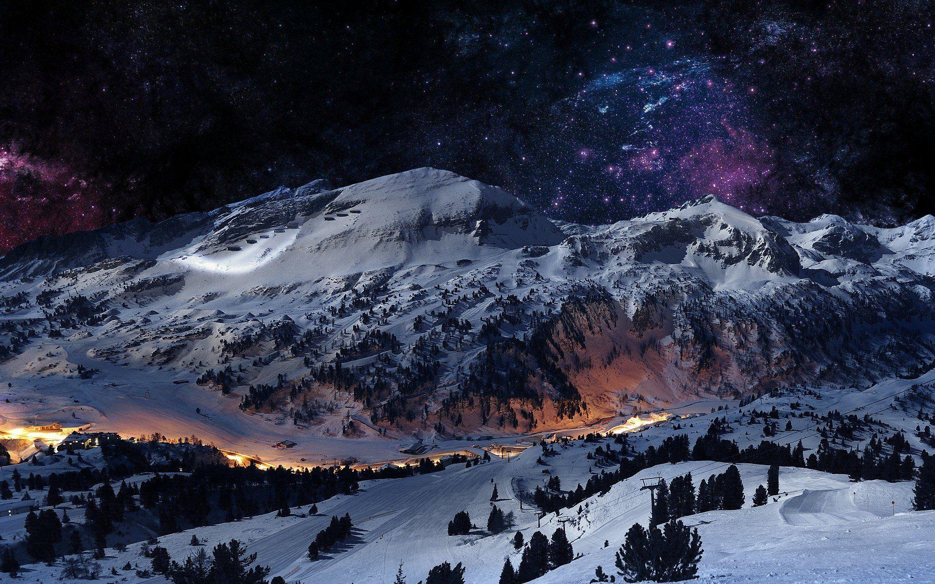 45+ Winter Night Mountain Wallpapers