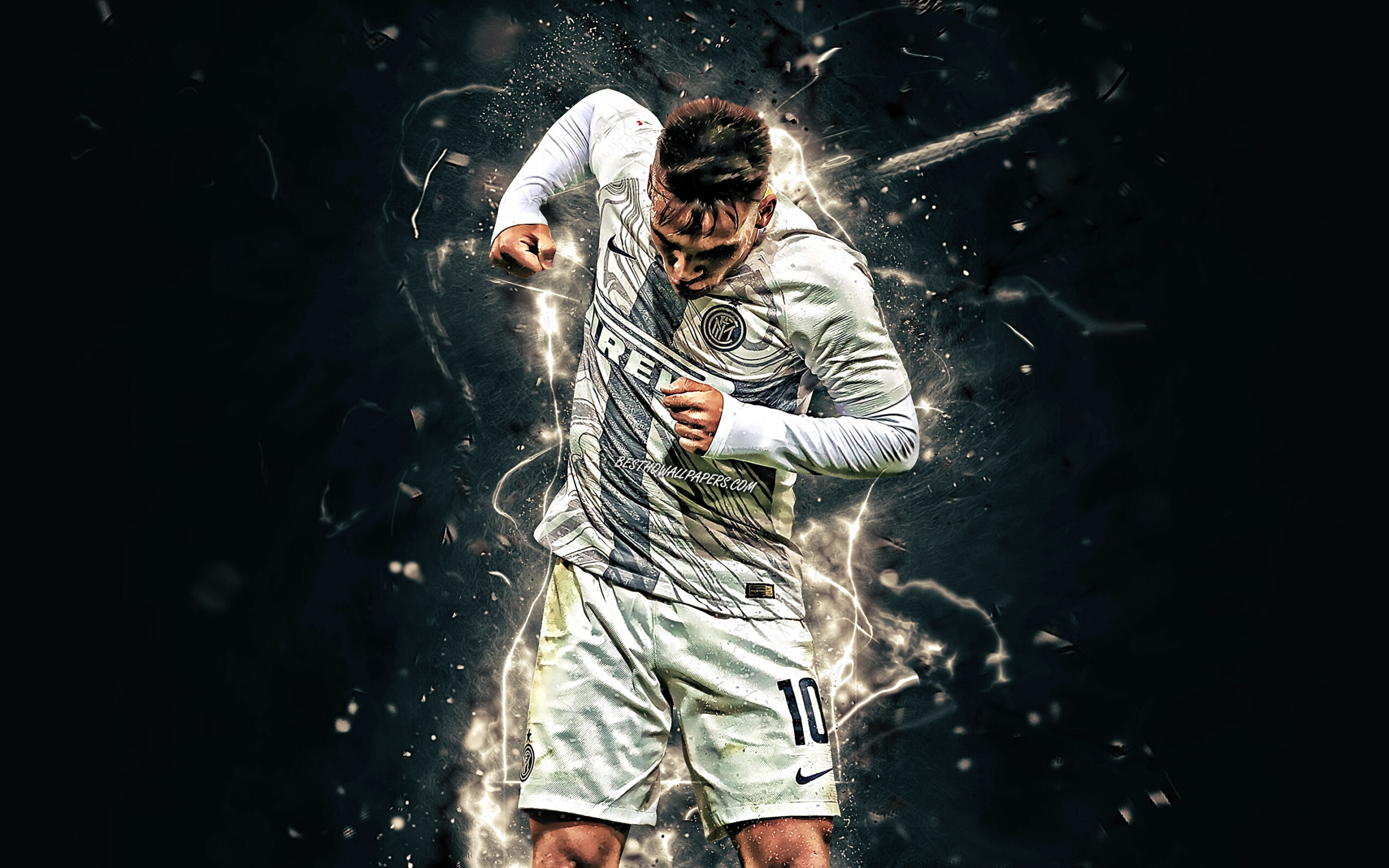 Download wallpapers Lautaro Martinez, white uniform, Internazionale