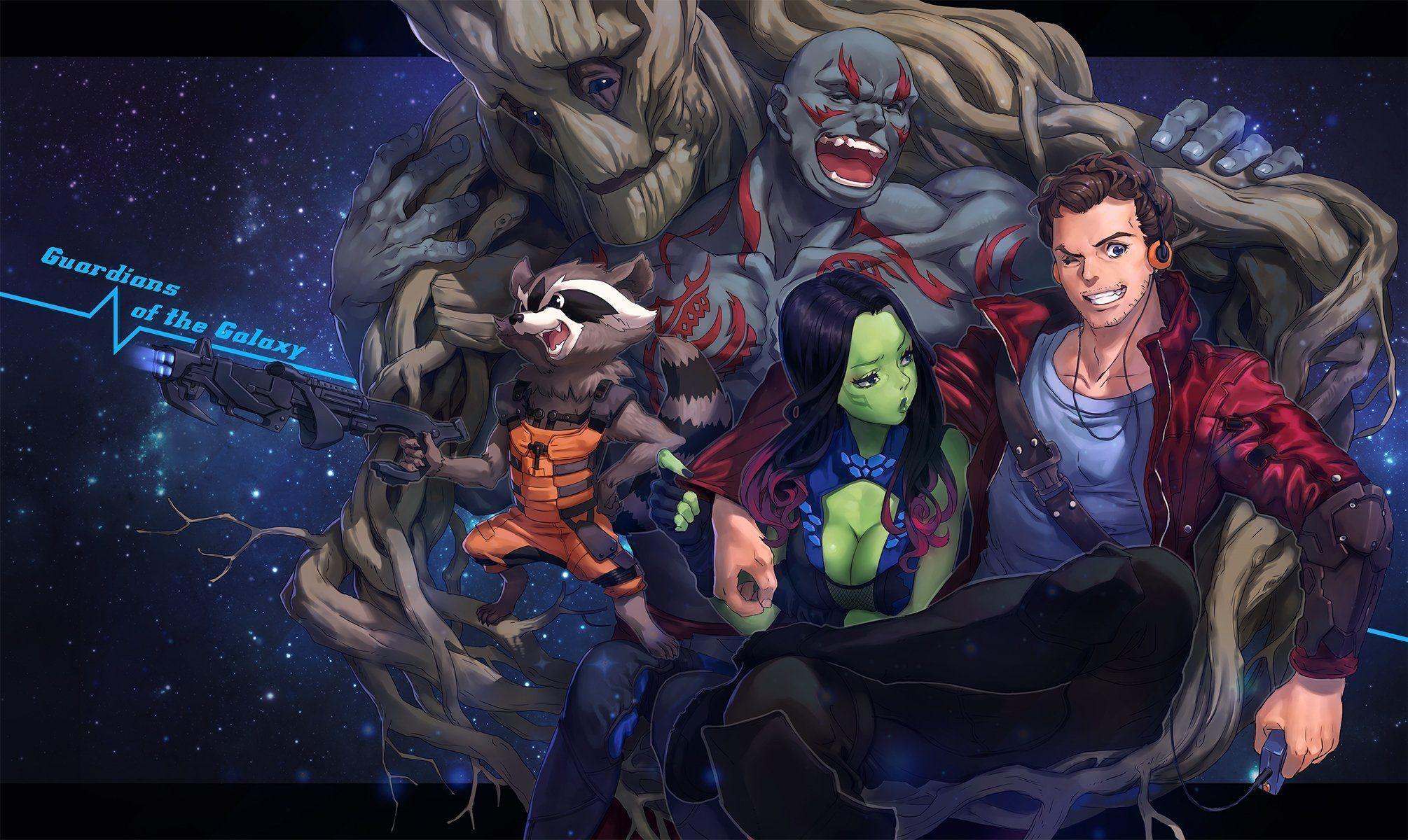 art mhk girl gamora man drax the destroyer groot peter quill