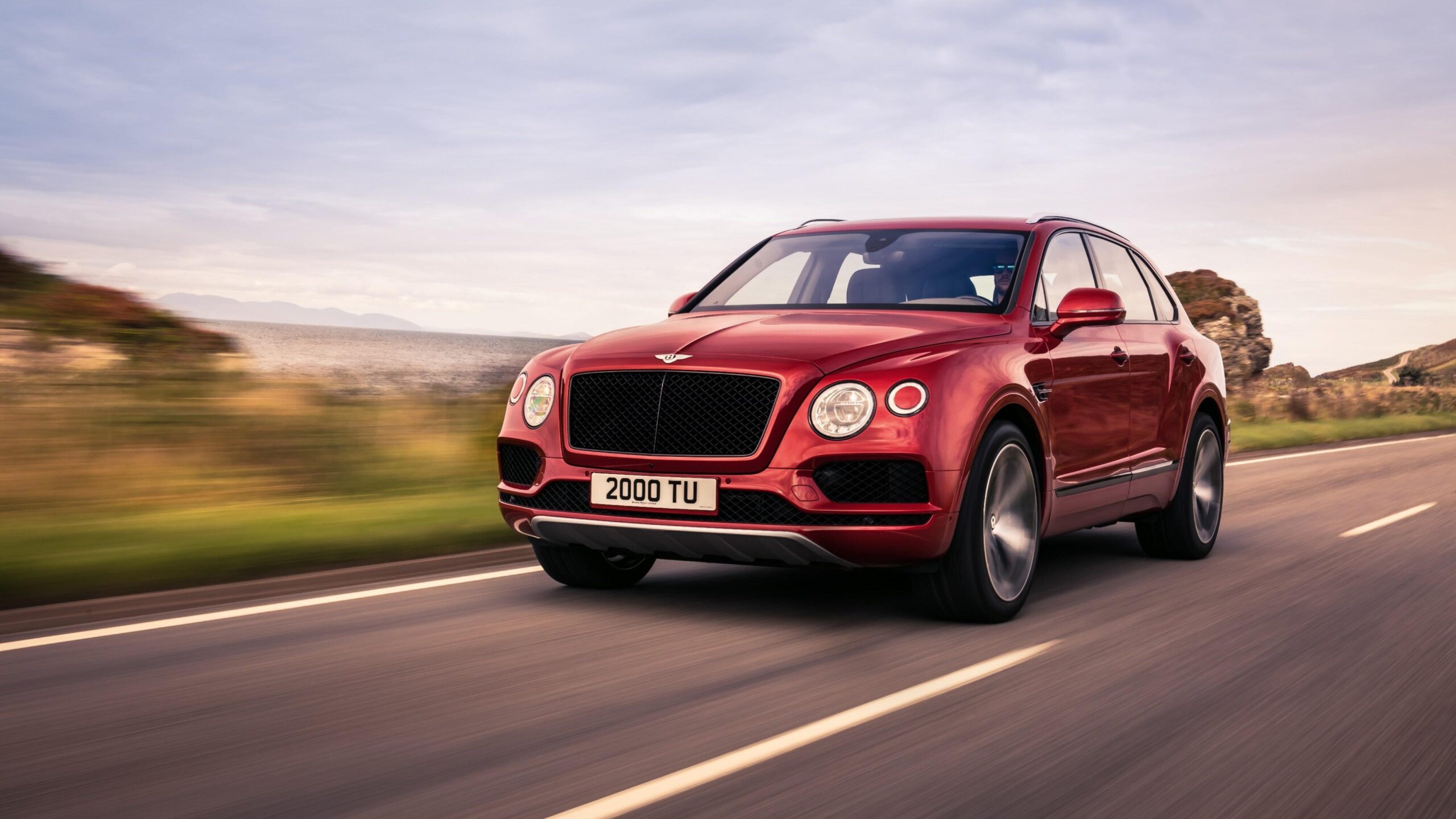 HD wallpaper: red Bentley Bentayga SUV, Bentley Bentayga V8, 2018