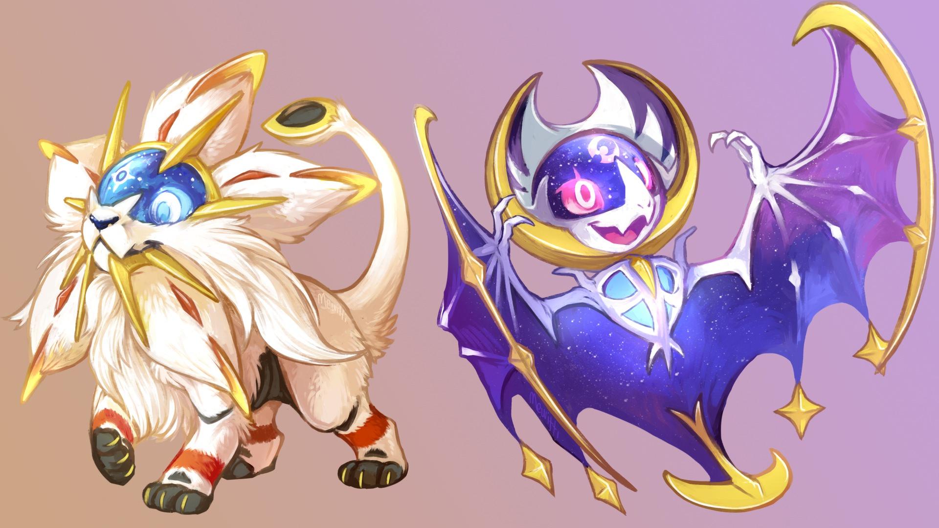 Chibi Lunala and Solgaleo Pokemon Su… Wallpapers