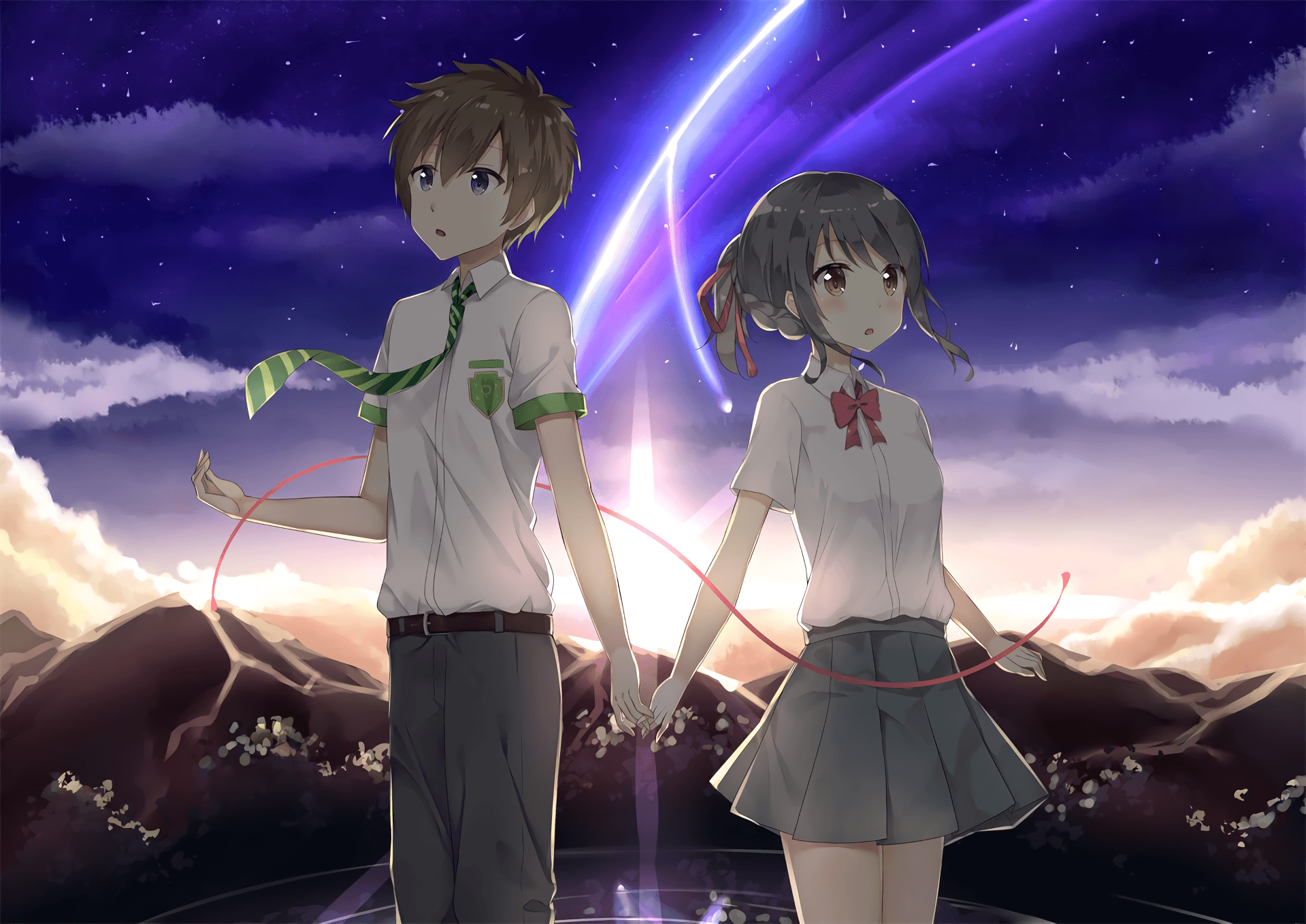 Anime Your Name. Mitsuha Miyamizu Taki Tachibana Kimi No Na Wa