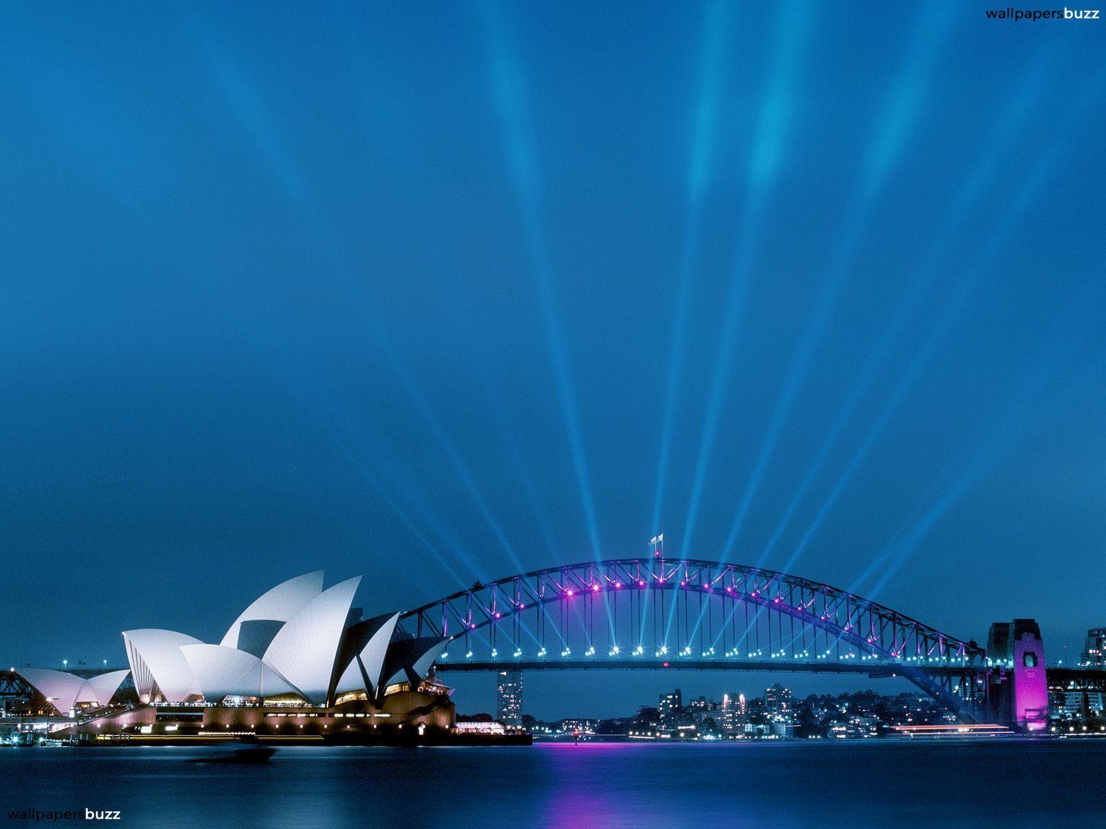 Sydney Opera House blue lights HD Wallpapers