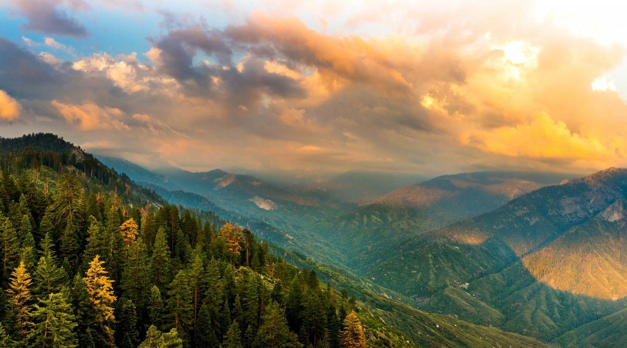 USA Parks Scenery Mountains Forests California Clouds Kings Canyon