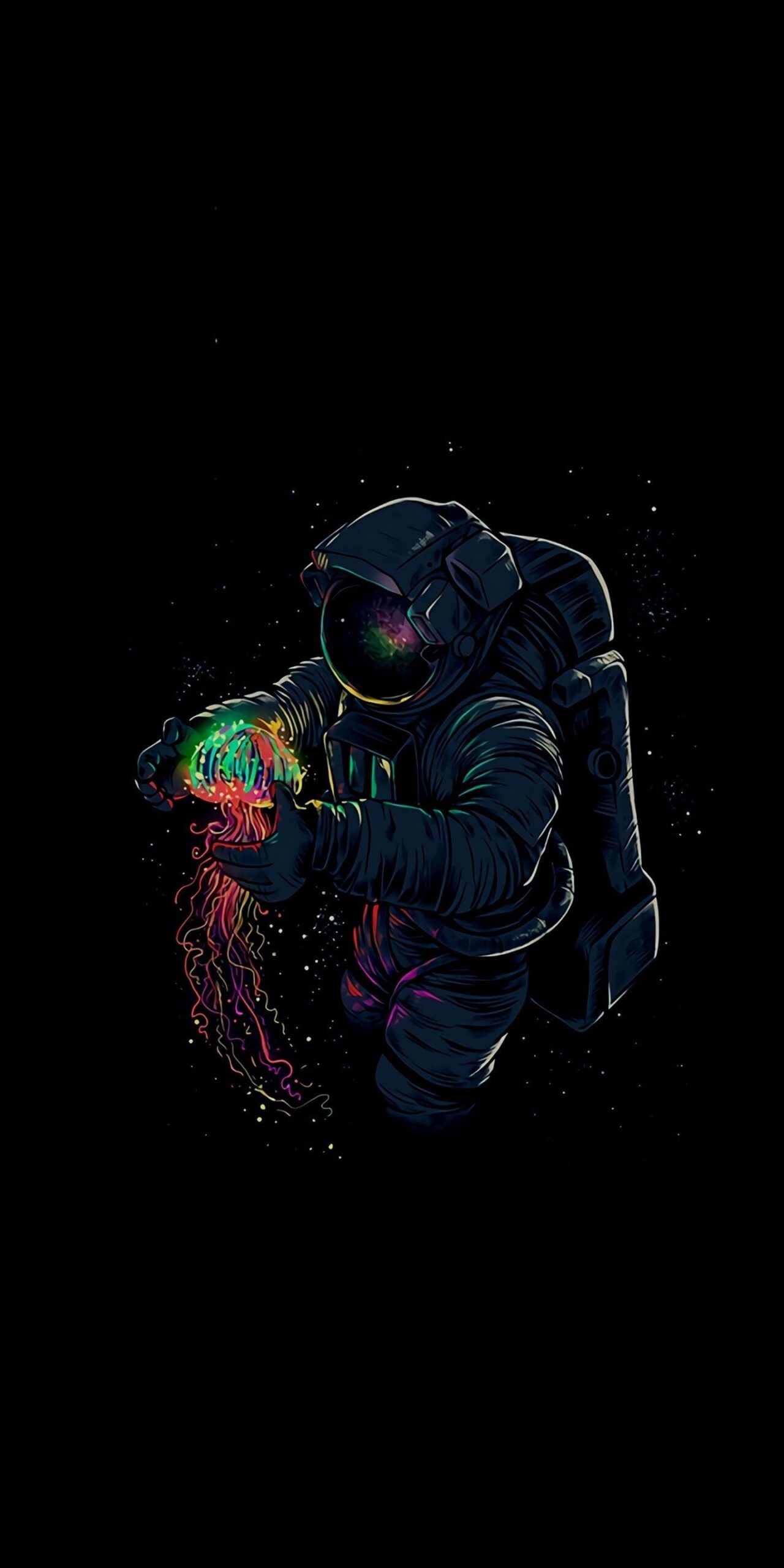 Dark, fantasy, astronaut and jellyfish, wallpapers