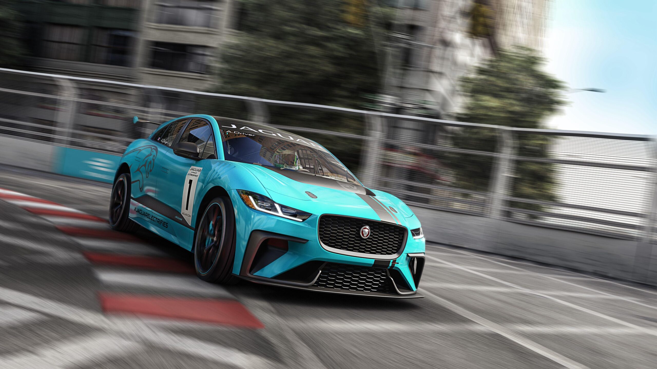 Jaguar I PACE eTROPHY Electric Race Car 4K Wallpapers